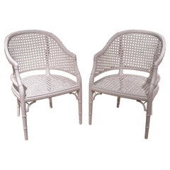 Pair of Spanish Faux Bamboo & Lace Wicker Armchairs