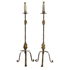 Pair of Spanish Gilded Floor Lamps