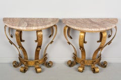 Pair of Spanish Gilded Wrought Iron Consoles