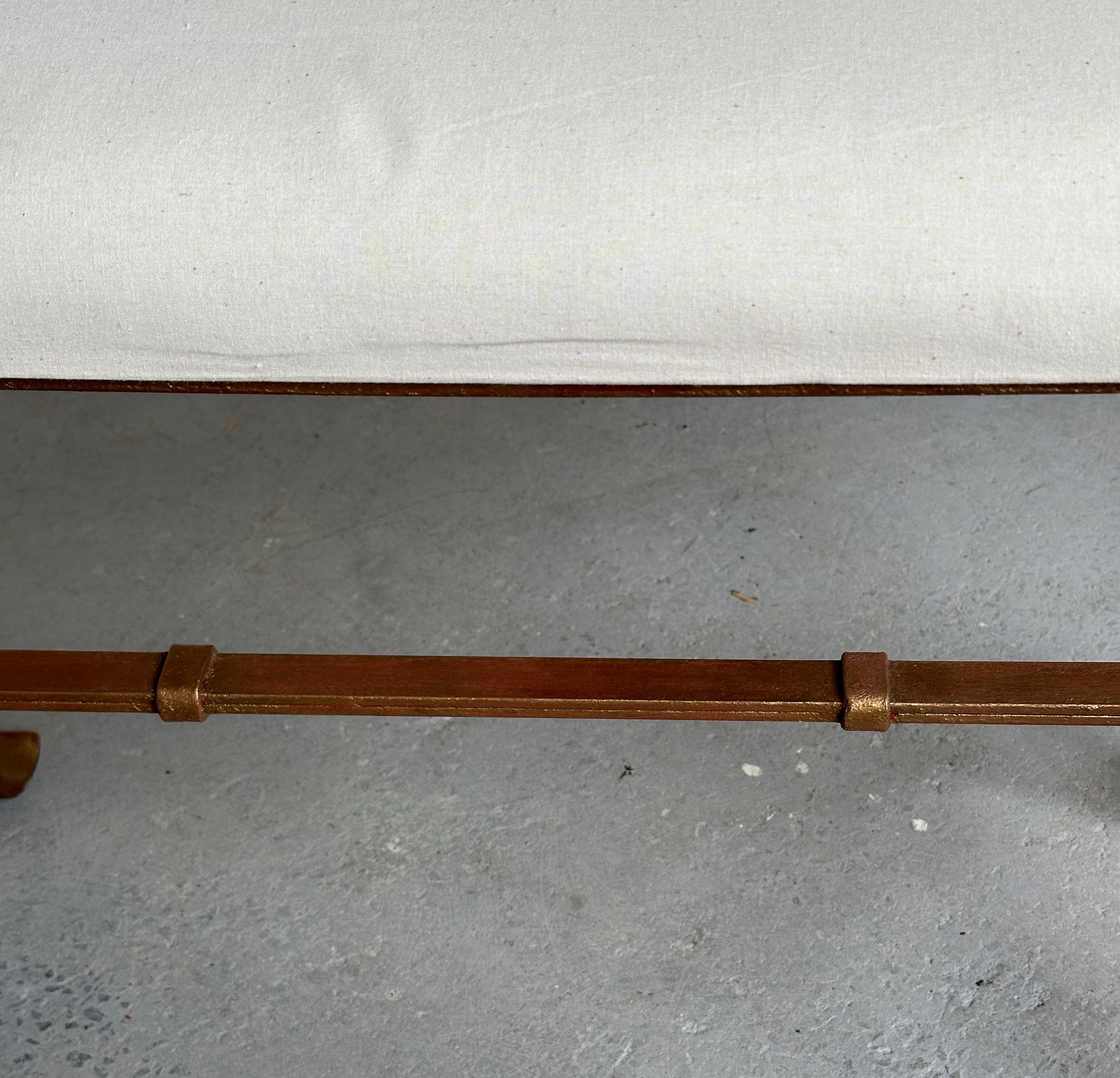 Pair of Spanish Gilt Iron Benches in Muslin For Sale 5