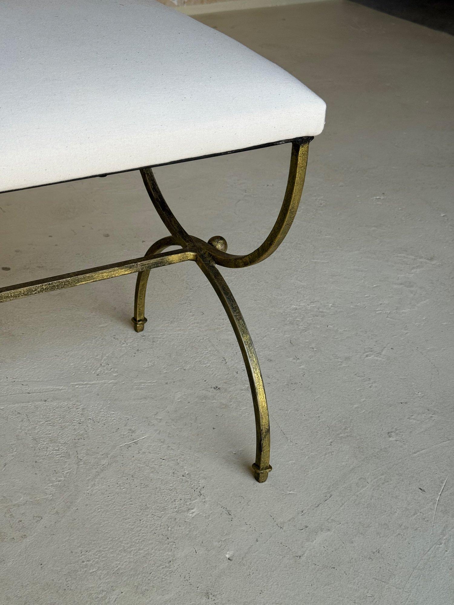 Pair of Spanish Gilt Iron Benches in Muslin For Sale 6