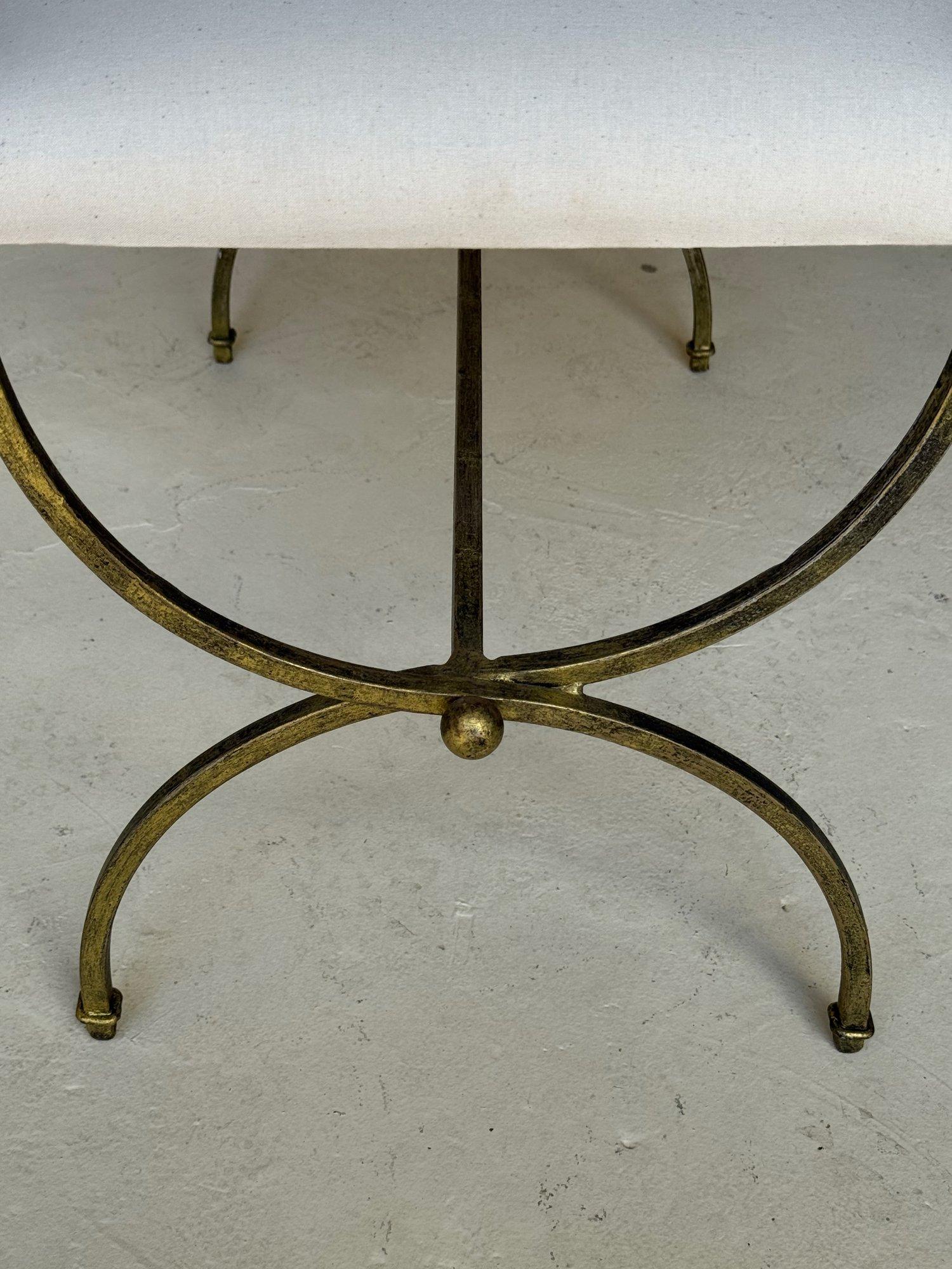 Pair of Spanish Gilt Iron Benches in Muslin For Sale 7