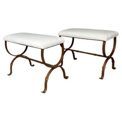 Pair of Spanish Gilt Iron Benches in Muslin