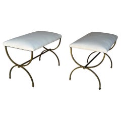 Pair of Spanish Gilt Iron Benches in Muslin