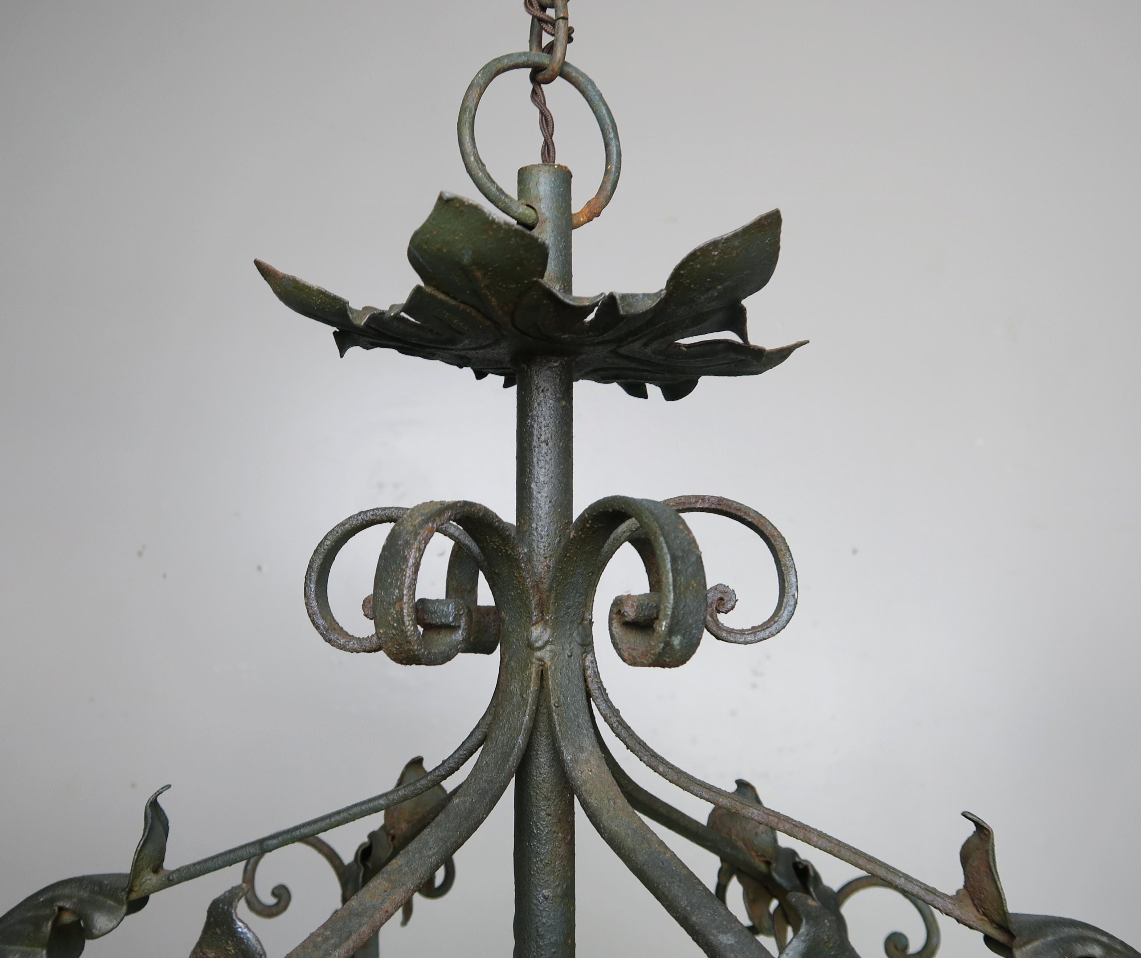 Mid-20th Century Pair of Spanish Handwrought Iron Lanterns, circa 1940s