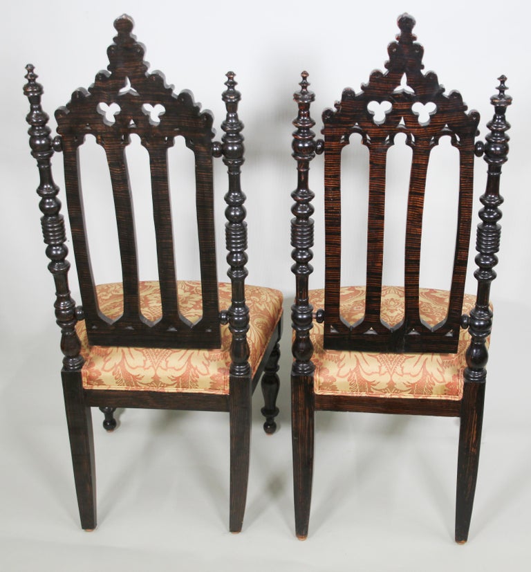 Pair of Spanish Moorish High Back Hall Chairs at 1stDibs