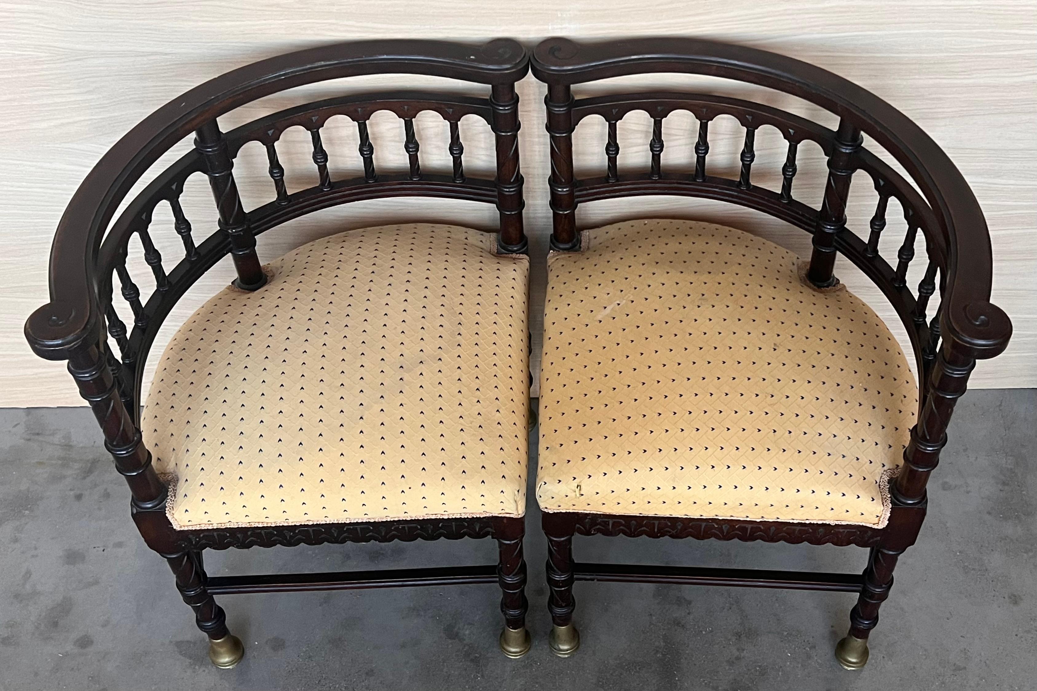 Pair of Spanish Horseshoe Back and Cane Armchairs For Sale 2