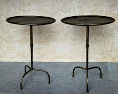 Pair of Spanish Iron Drinks Tables with Arched Tripod Bases