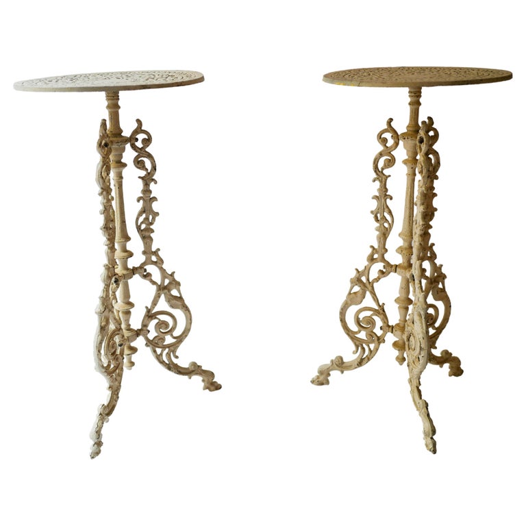 Pair of Spanish Iron Garden Pedestals For Sale at 1stDibs