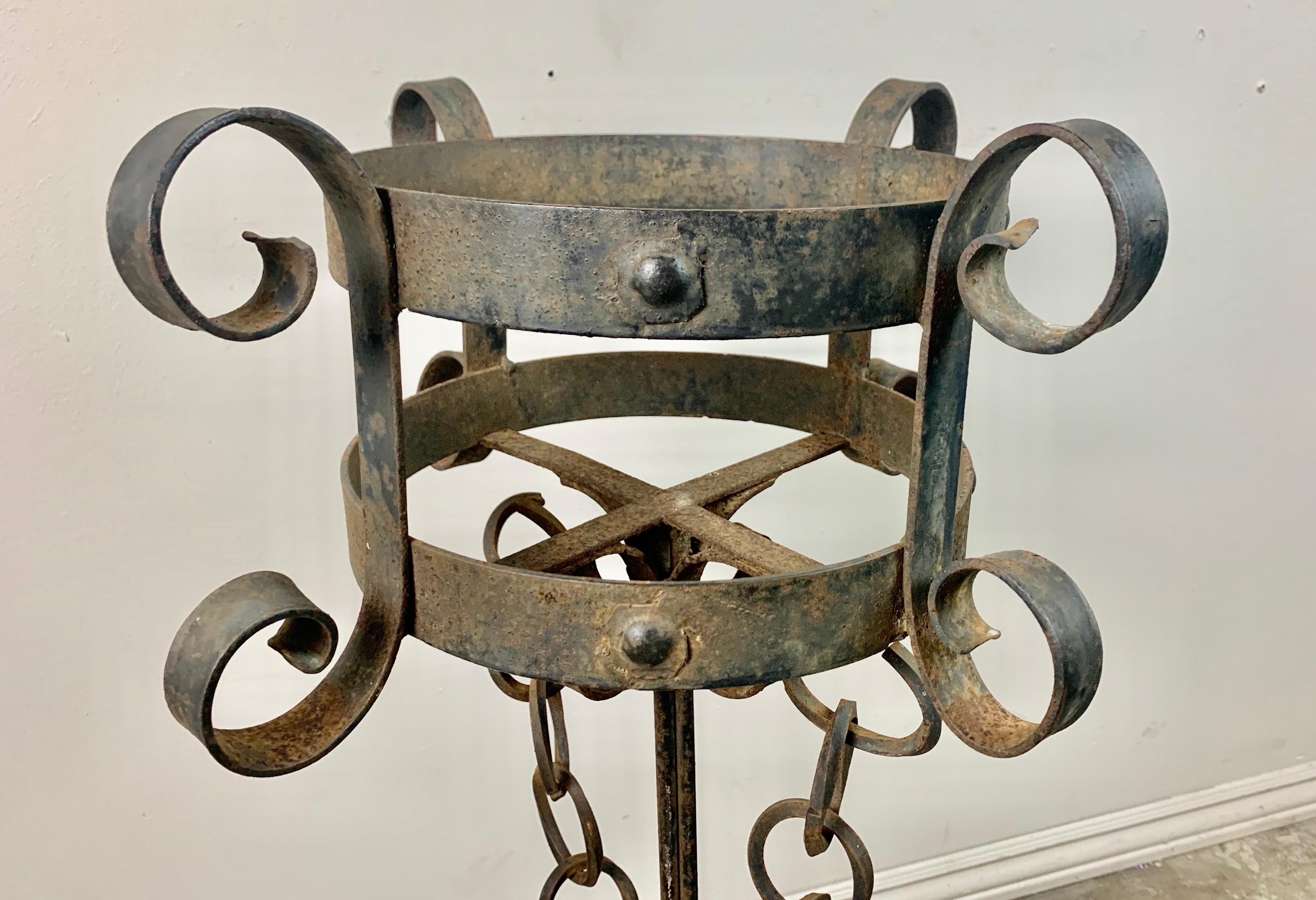Mid-20th Century Pair of Spanish Iron Planters For Sale