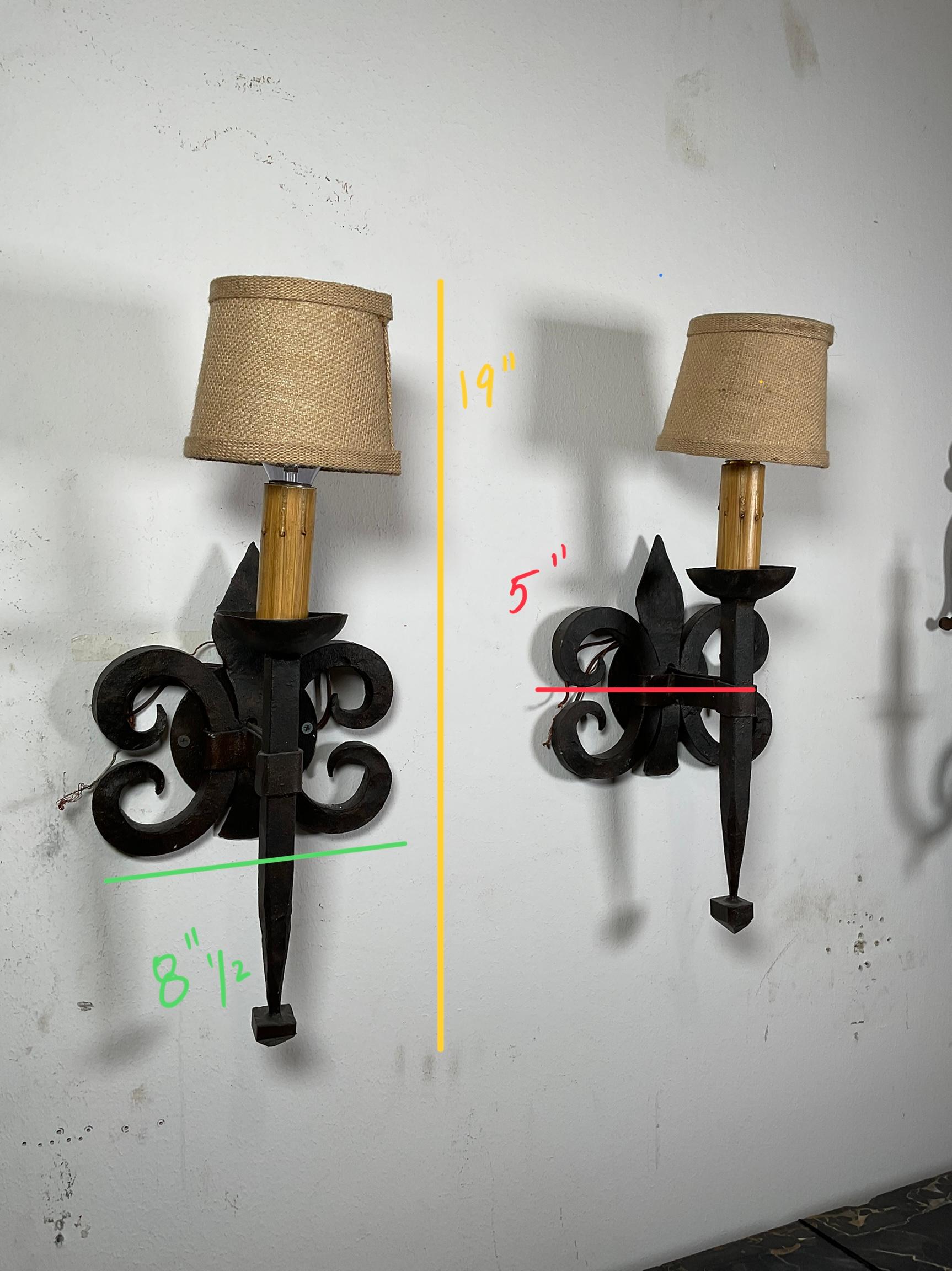 Pair of Spanish Iron Wall Sconces For Sale 4
