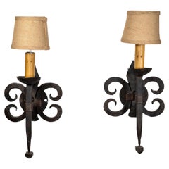Antique Pair of Spanish Iron Wall Sconces