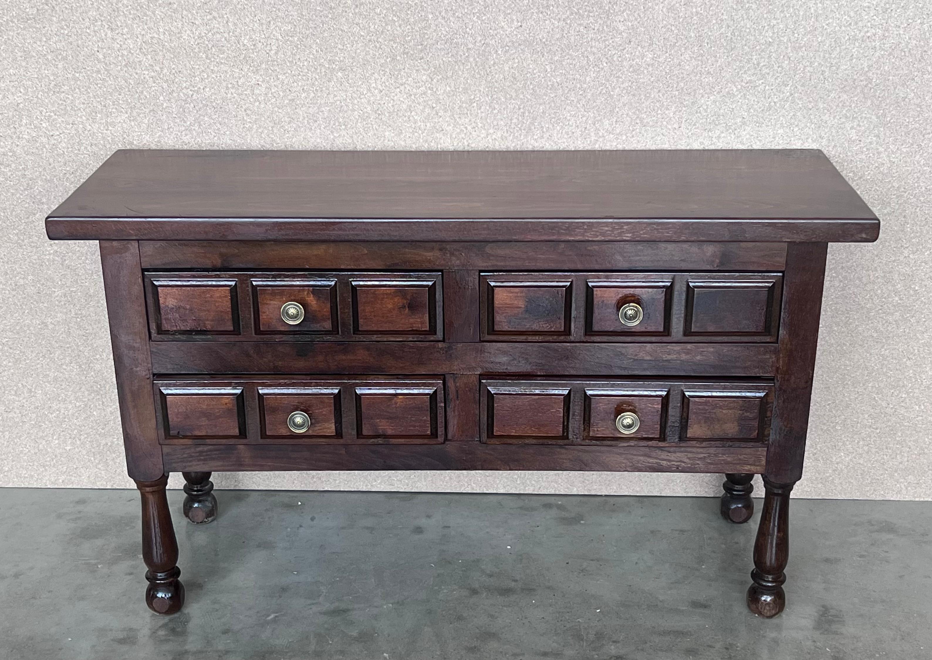 Spanish Colonial Pair of Spanish Large Nightstands or Chest of Drawers in Dark Walnut