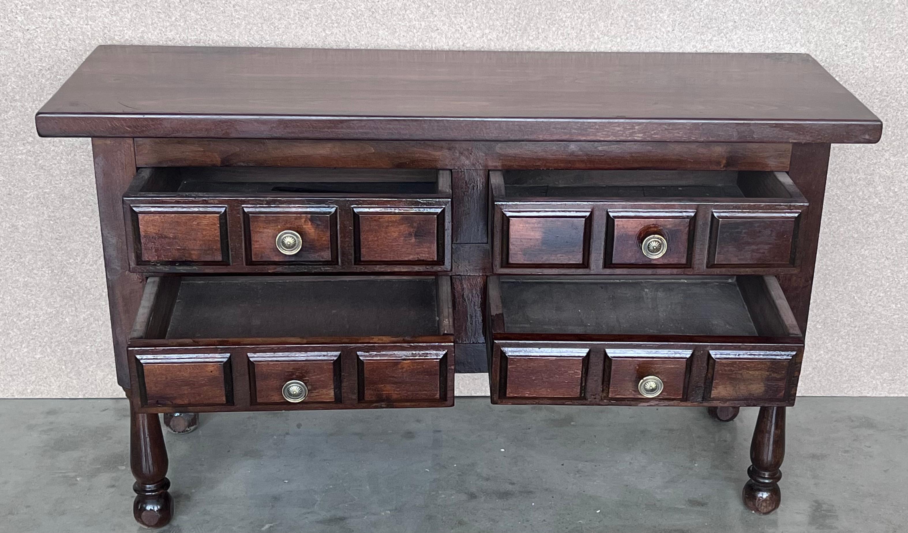Pair of Spanish Large Nightstands or Chest of Drawers in Dark Walnut 1