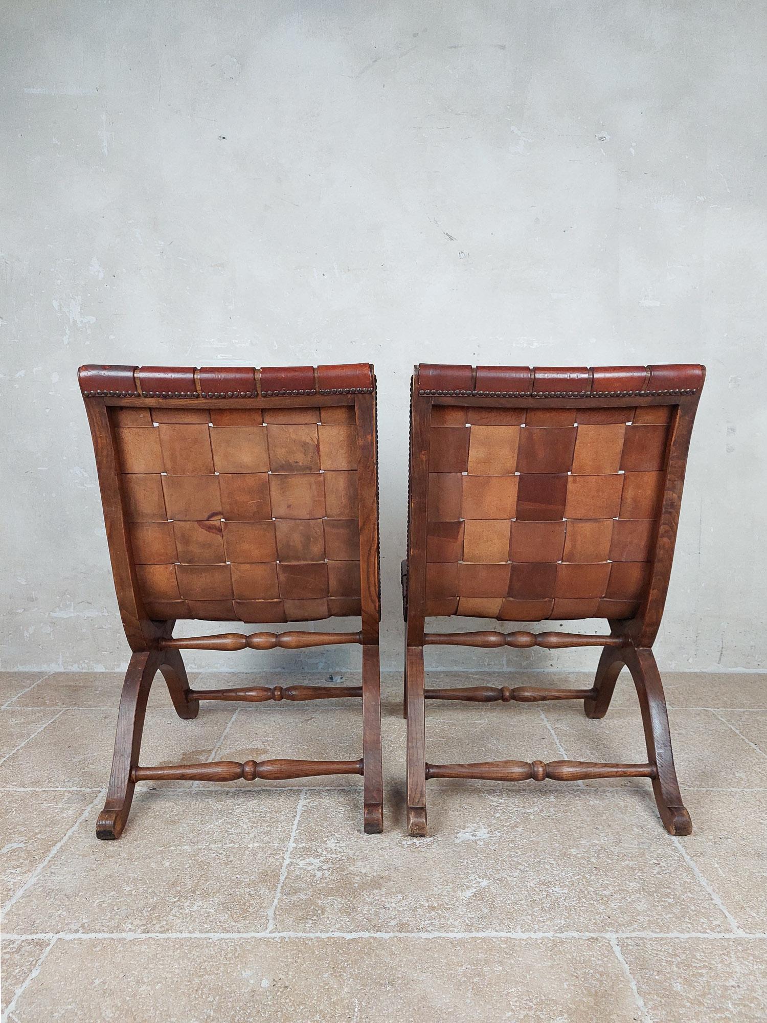 Pair of Spanish Leather 'Slipper Chairs' by Pierre Lottier for Valenti 2