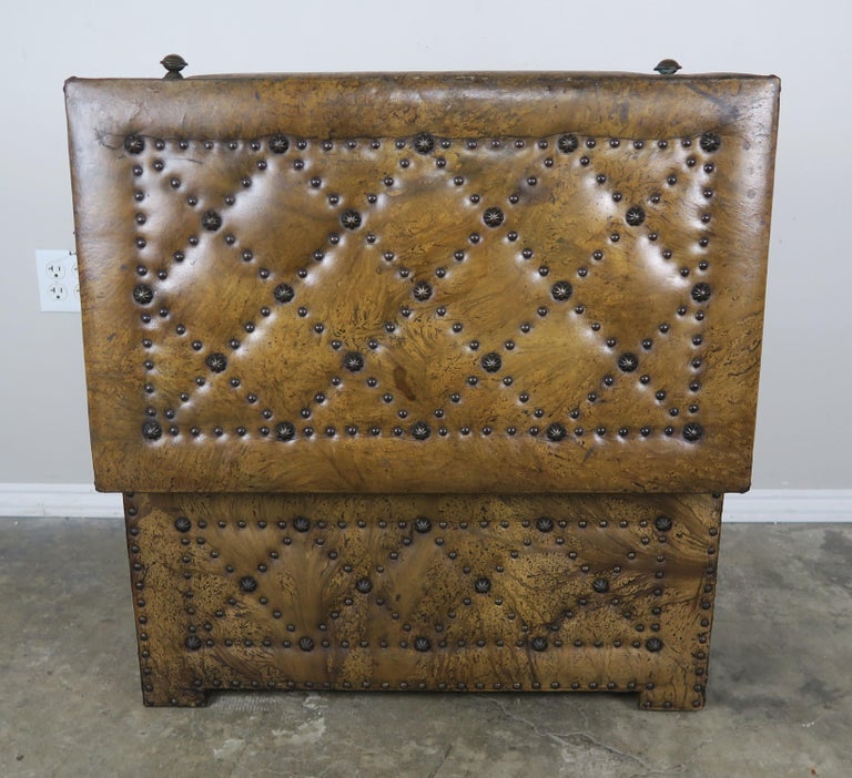 Pair of Spanish Leather Tufted Chests with Nailhead Trim at 1stDibs