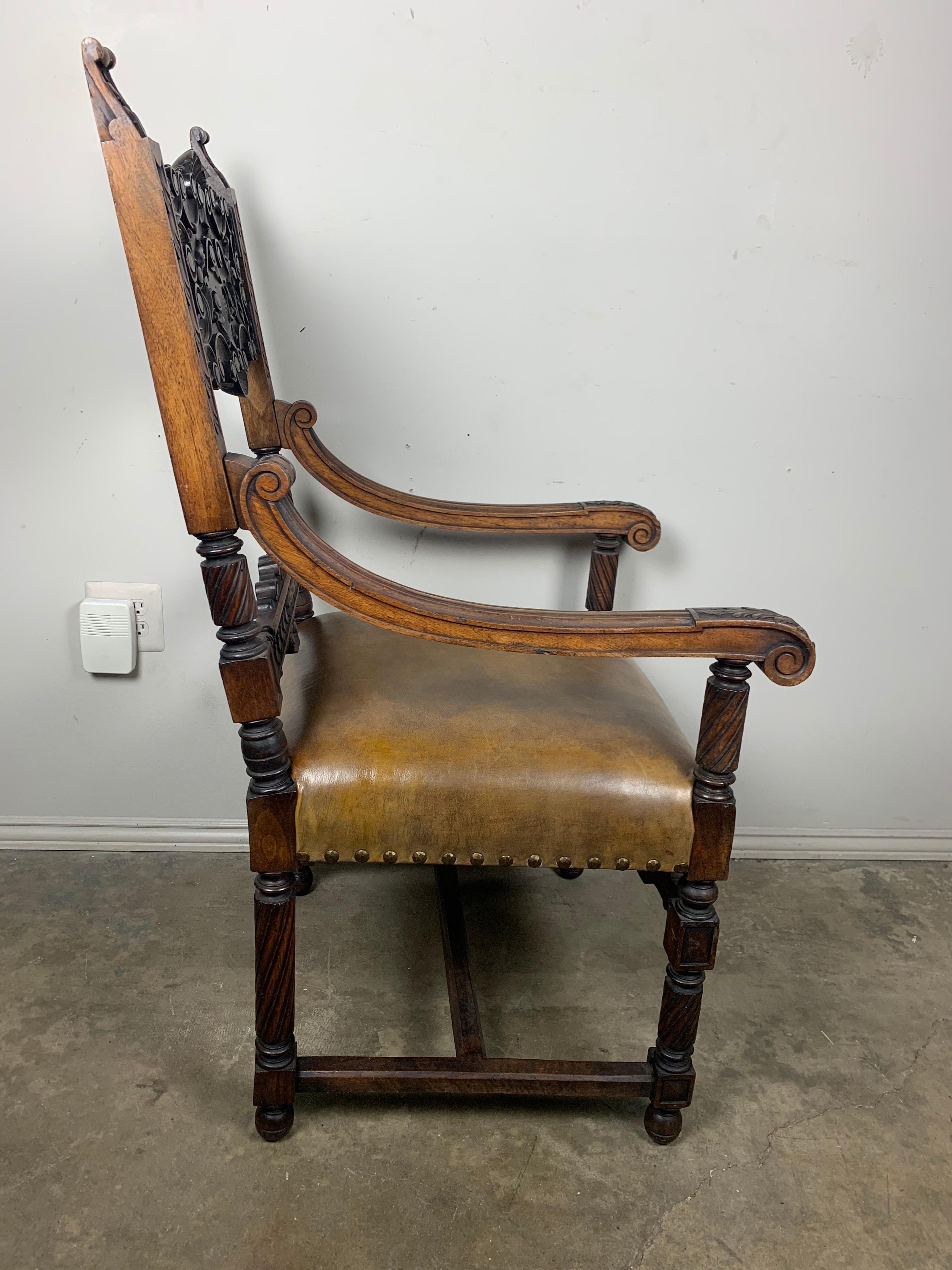 Pair of Spanish Leather Upholstered Armchairs 5