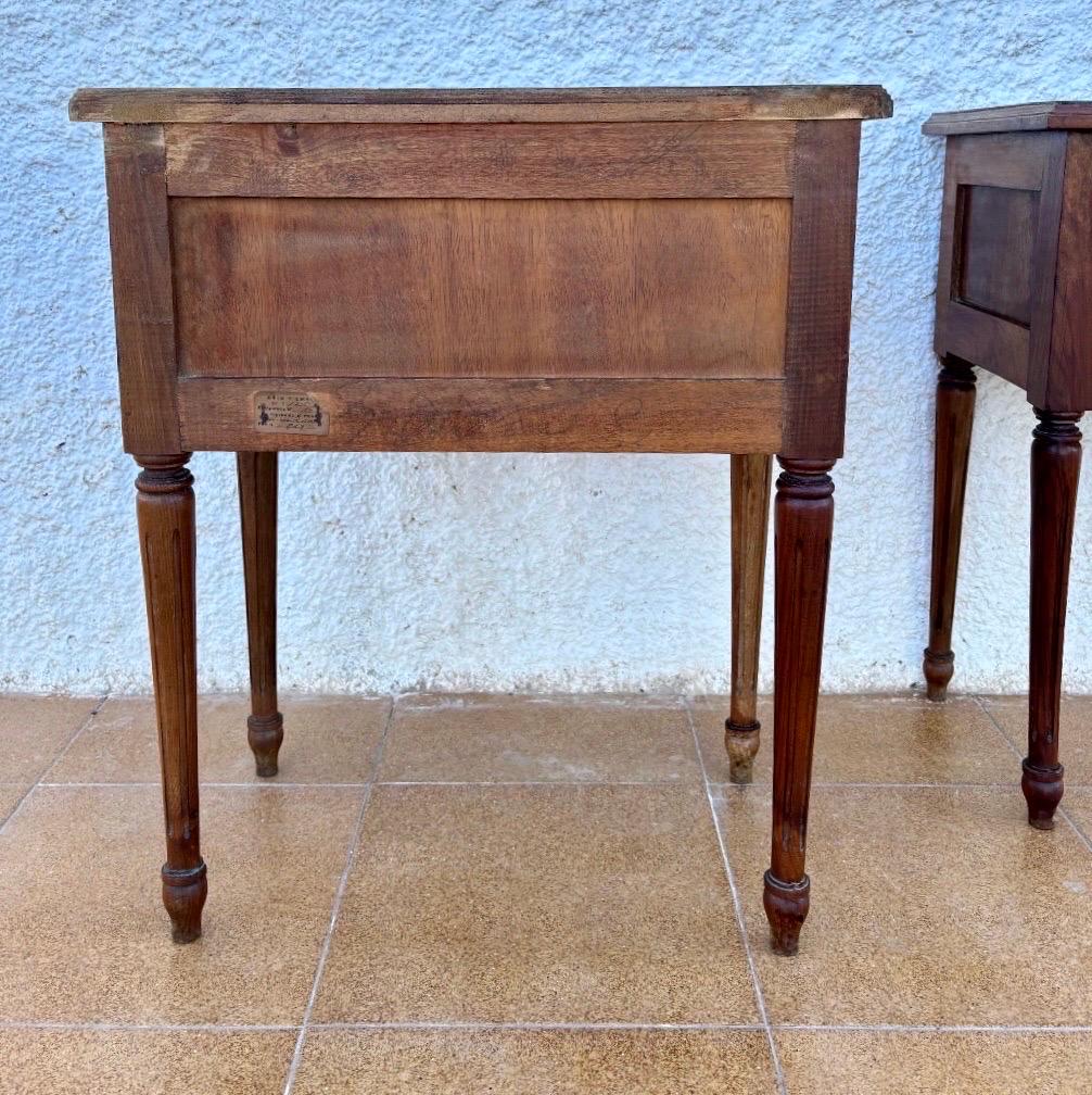 Pair of Spanish Louis XVI Revival Oak Nightstands, c. 1920–1940 Hierro en venta