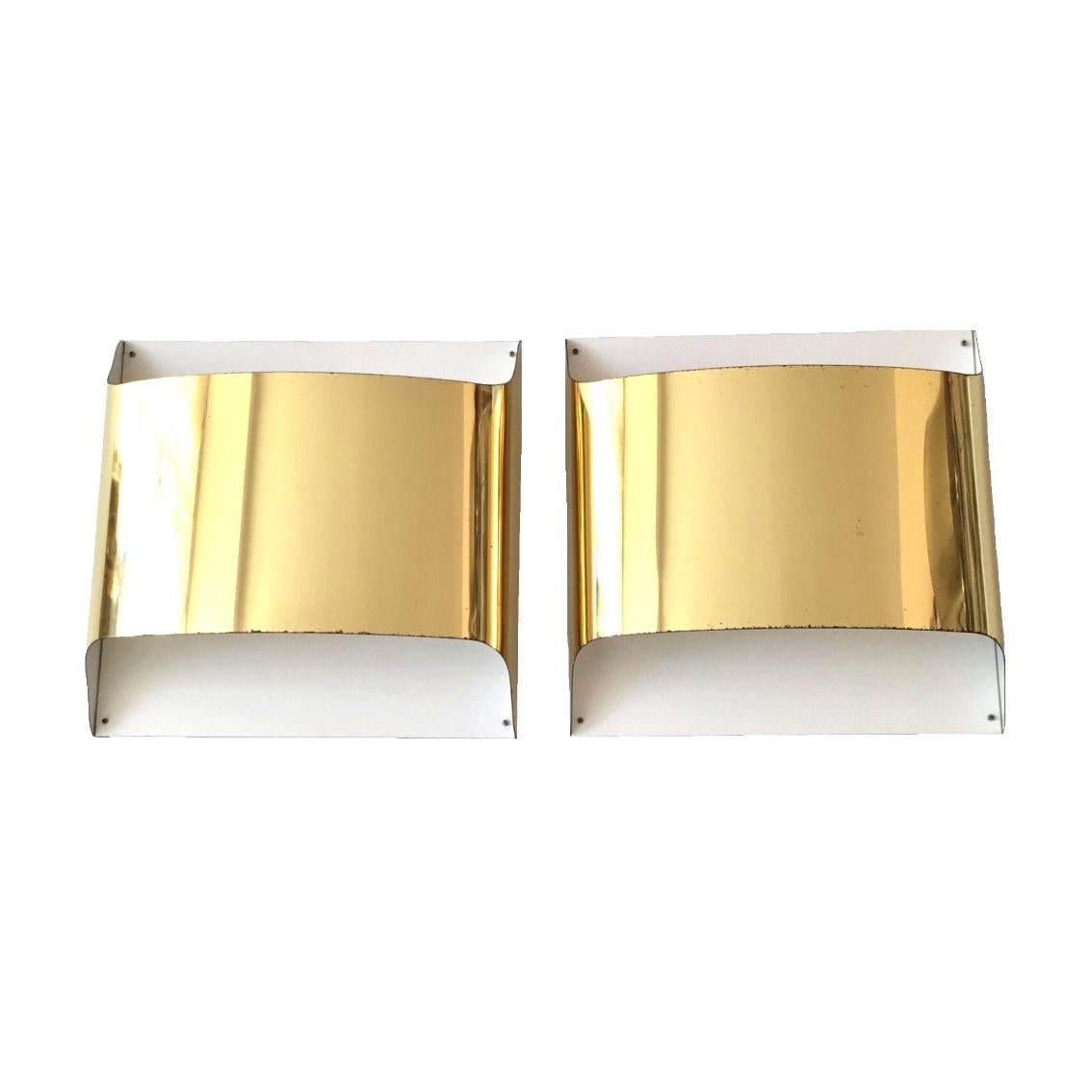 Pair of Spanish Metal Gold Wall Sconces, 1980s In Good Condition For Sale In Badajoz, Badajoz