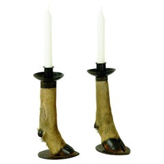 Pair of Spanish Midcentury Goathoof Candlesticks from Mallorca