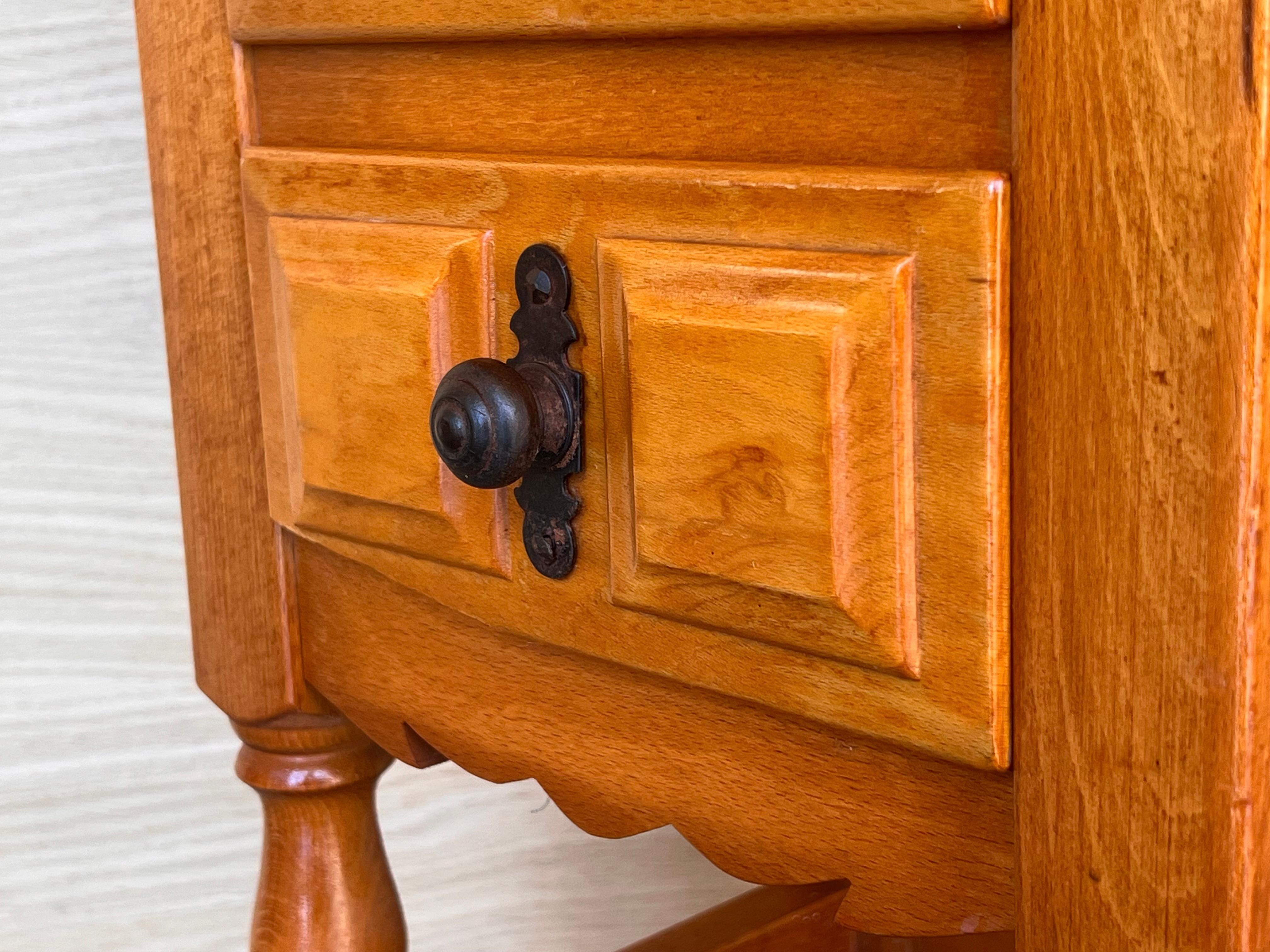 Pair of Spanish Narrow Nightstands with two drawers For Sale 4