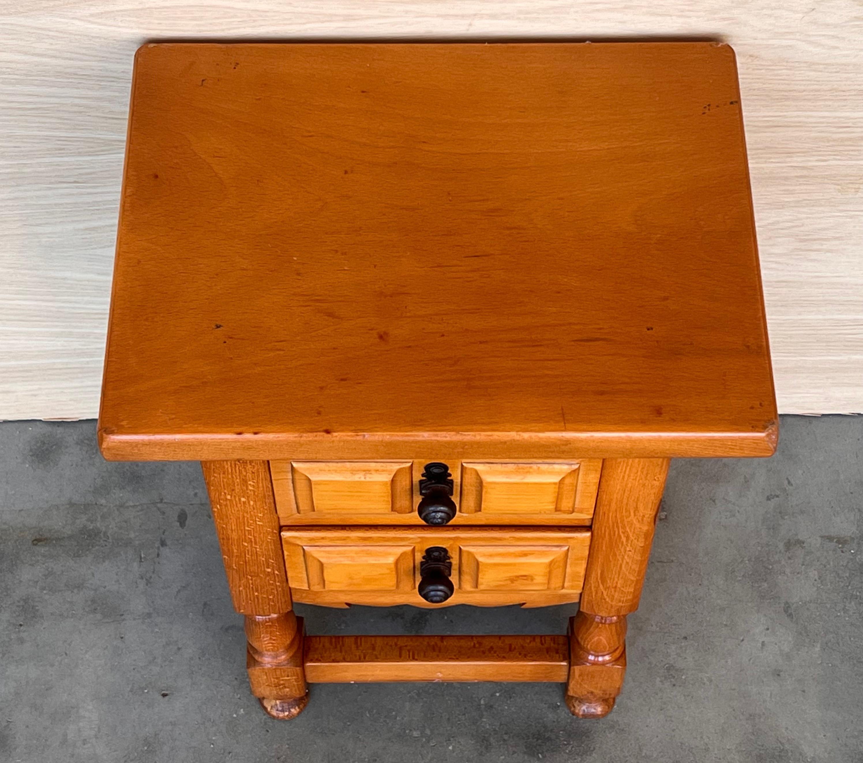 Pair of Spanish Narrow Nightstands with two drawers For Sale 1