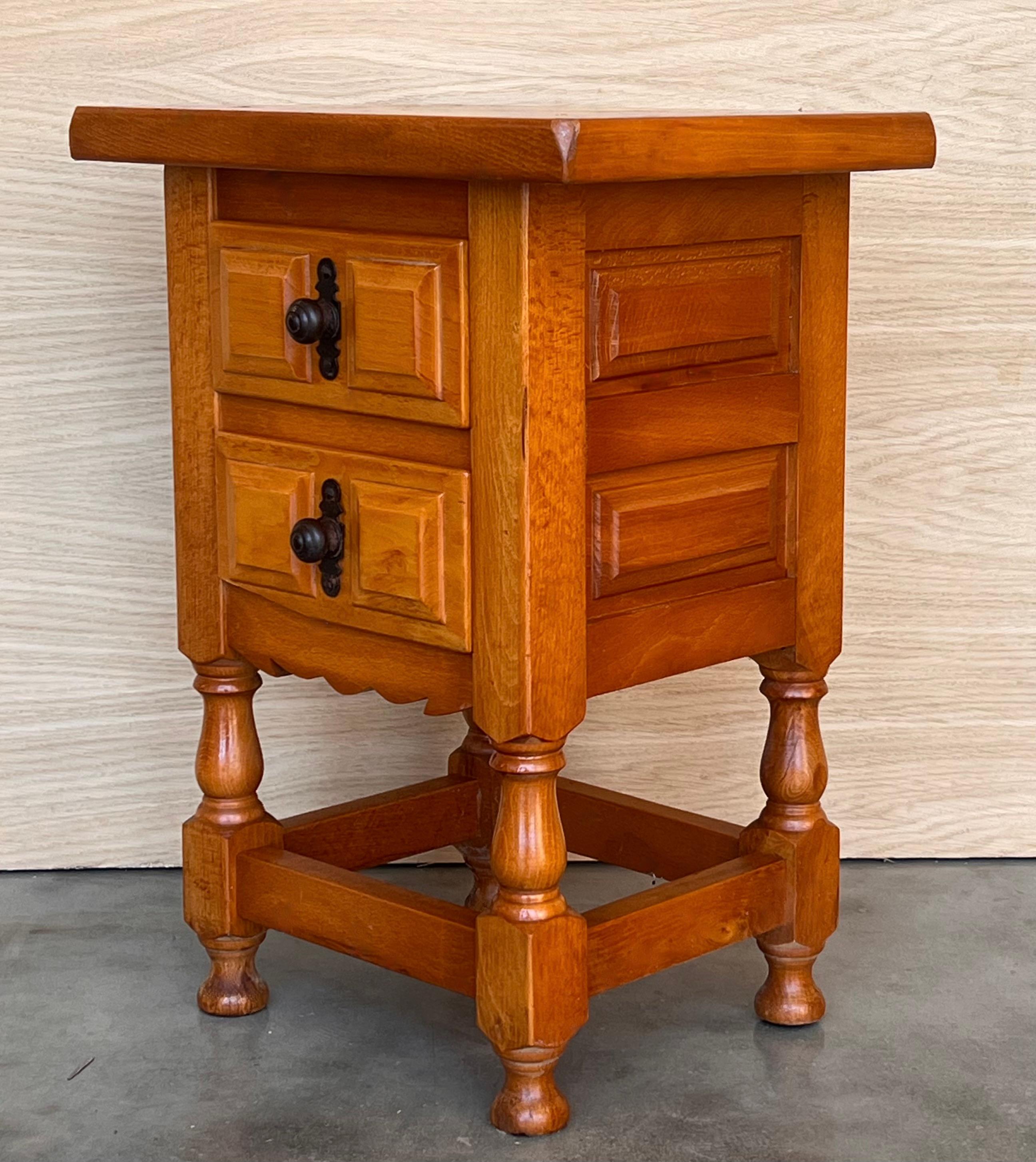 Pair of Spanish Narrow Nightstands with two drawers For Sale 2