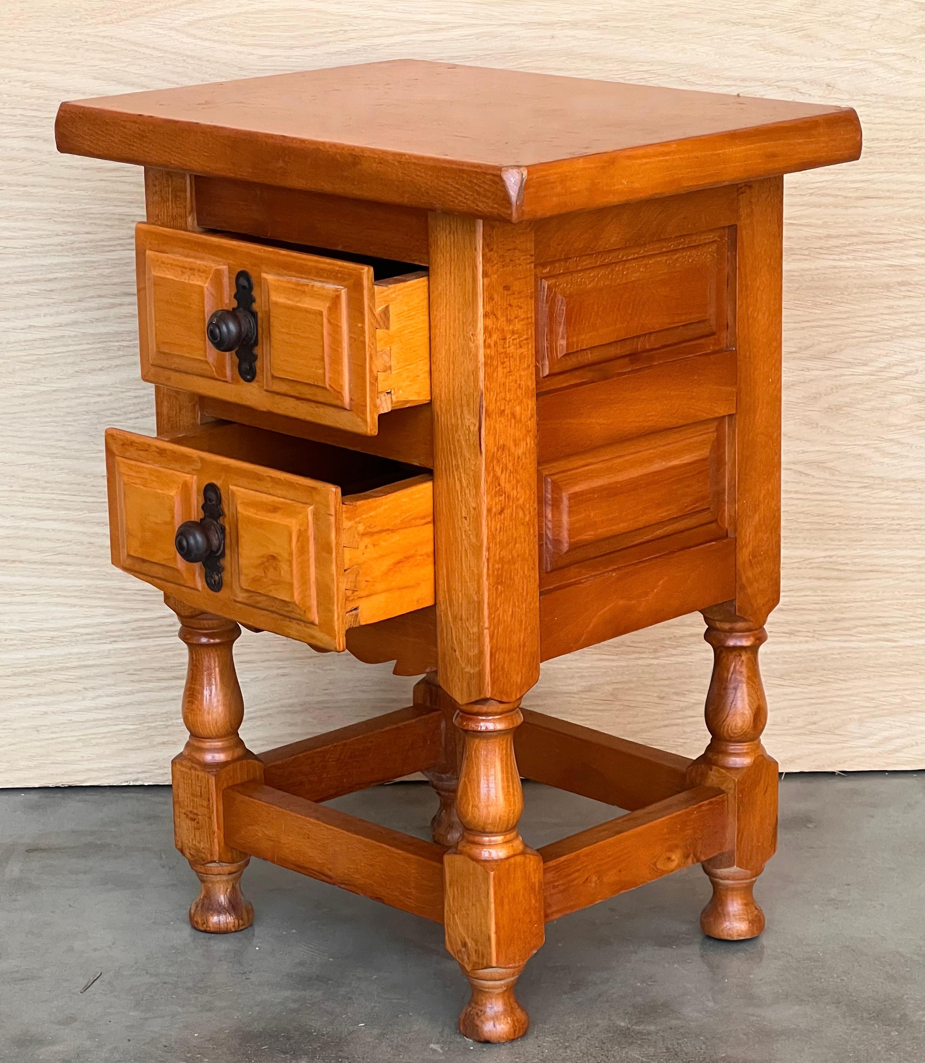 Pair of Spanish Narrow Nightstands with two drawers For Sale 3