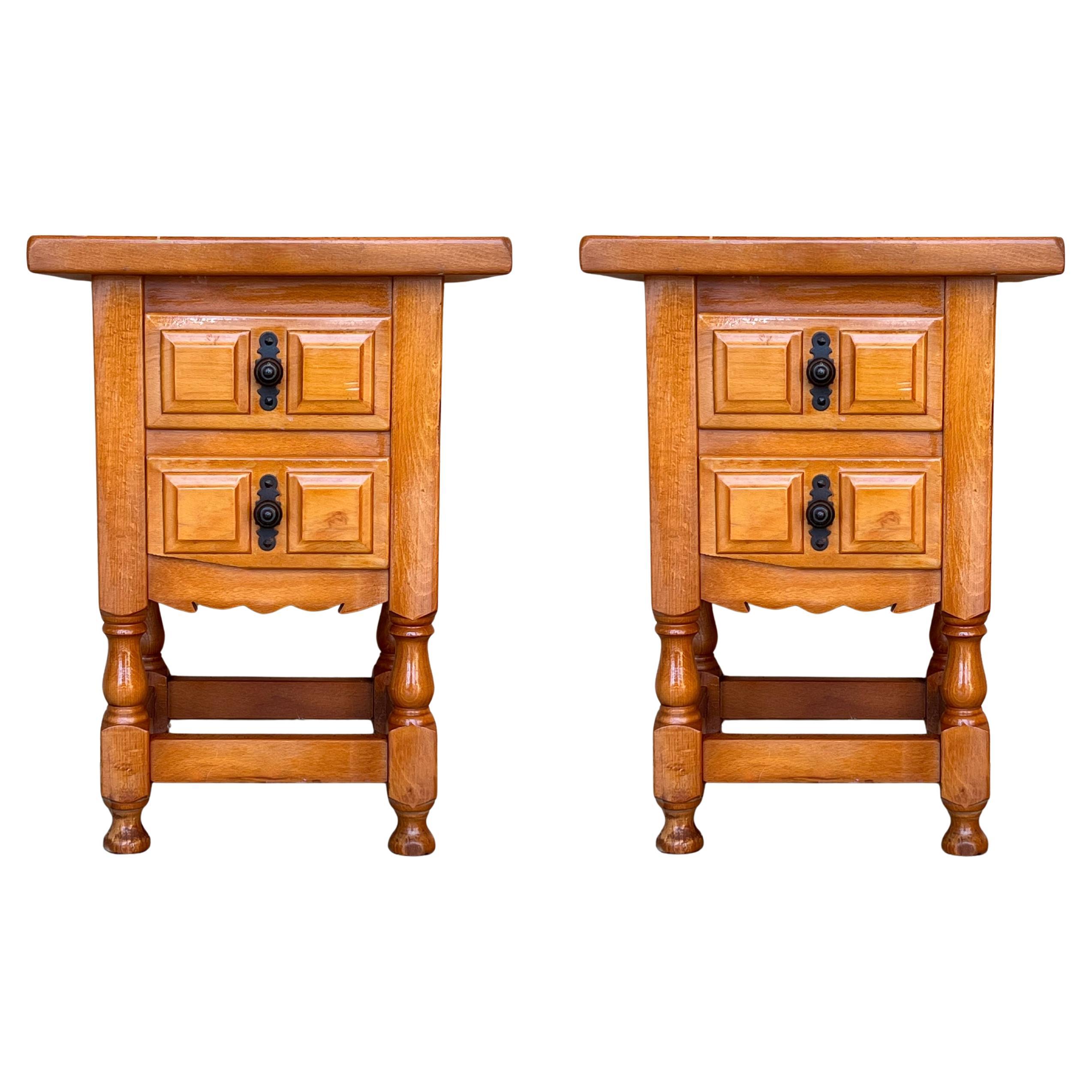 Pair of Spanish Narrow Nightstands with two drawers