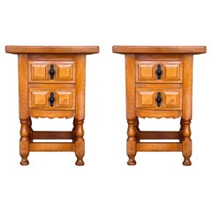 Pair of Spanish Narrow Nightstands with two drawers