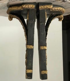 Pair of Spanish Neoclassical Carved Gilded and Ebonized Wooden Wall Bracket