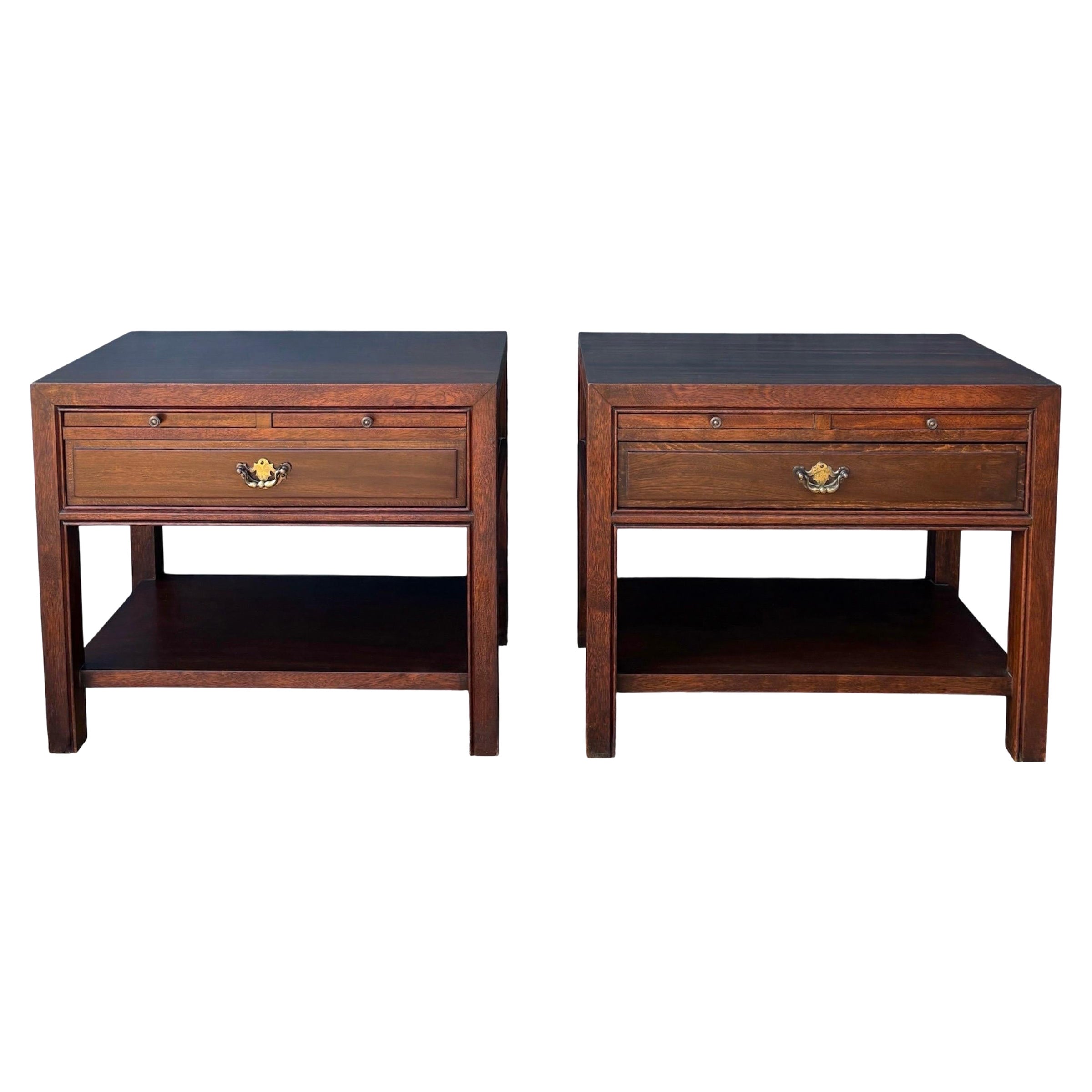 Pair of Spanish Neoclassical Style Nightstands with Drawer and Lower Shelf, 1950