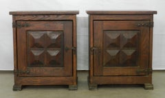 Pair of Spanish Nightstands Side Cabinets Bedside Tables Chestnut Midcentury