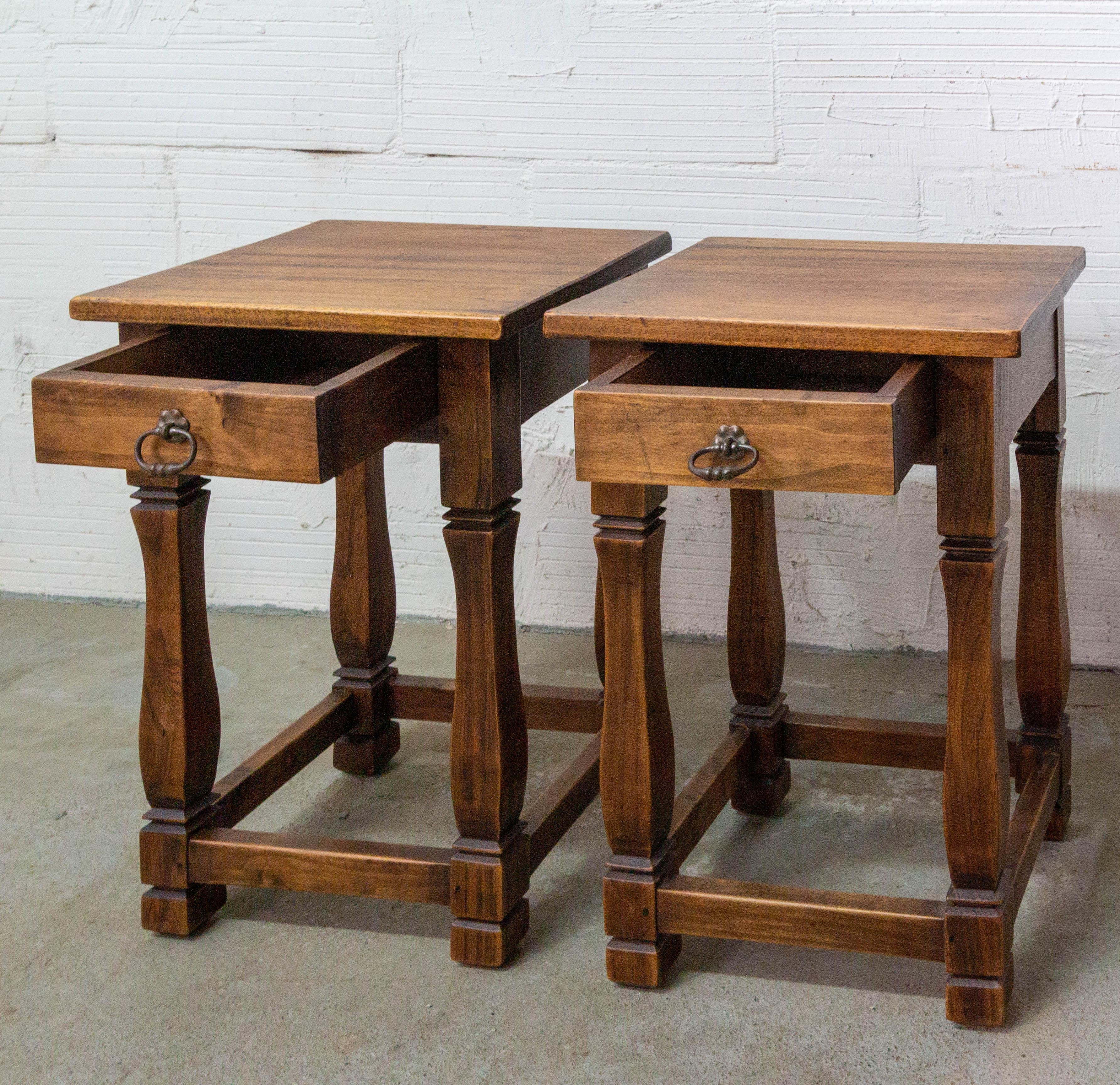 Pair of Spanish Nightstands Side Cabinets Bedside Tables Midcentury 1