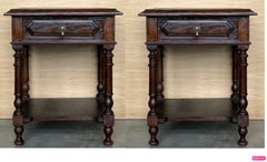 Pair of Spanish Nightstands with One Drawer and Low Shelve Pair of Spanish Nightstands with One Drawer and Low Shelve