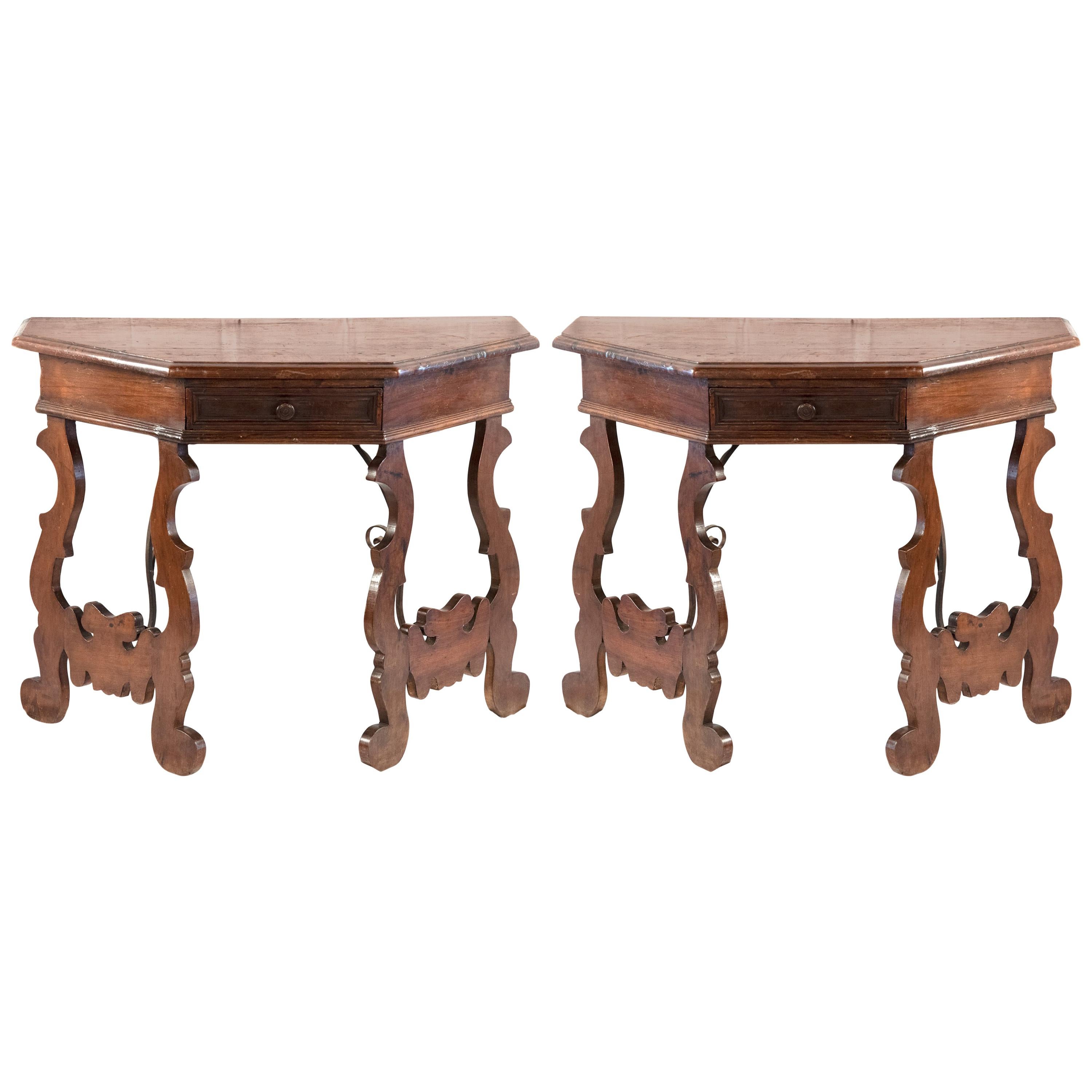 Pair of Spanish Oak Console Tables