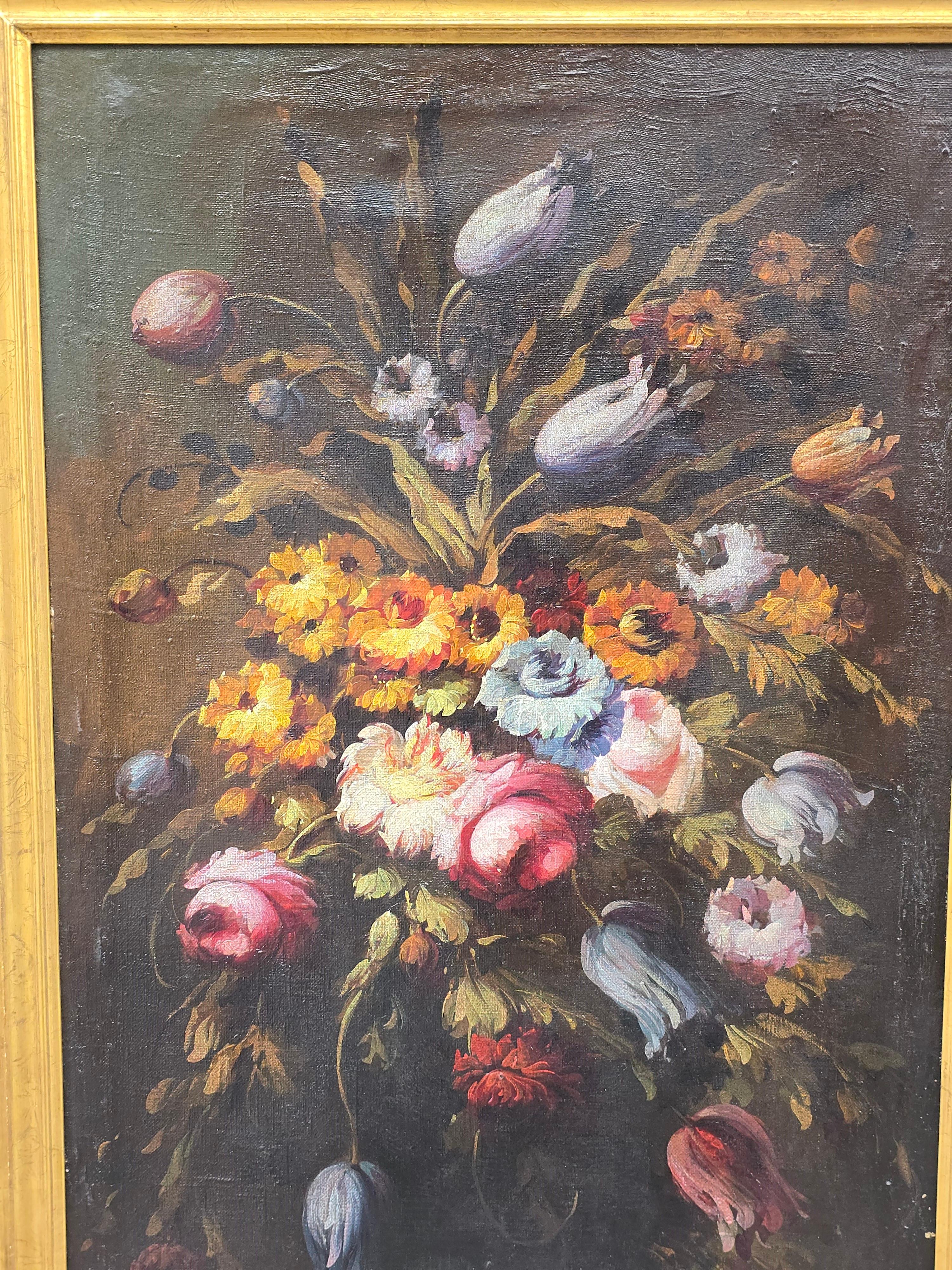 Ein Paar spanische Blumengemälde in Öl auf Leinwand von J. Palomar, datiert 1964 im Angebot 6