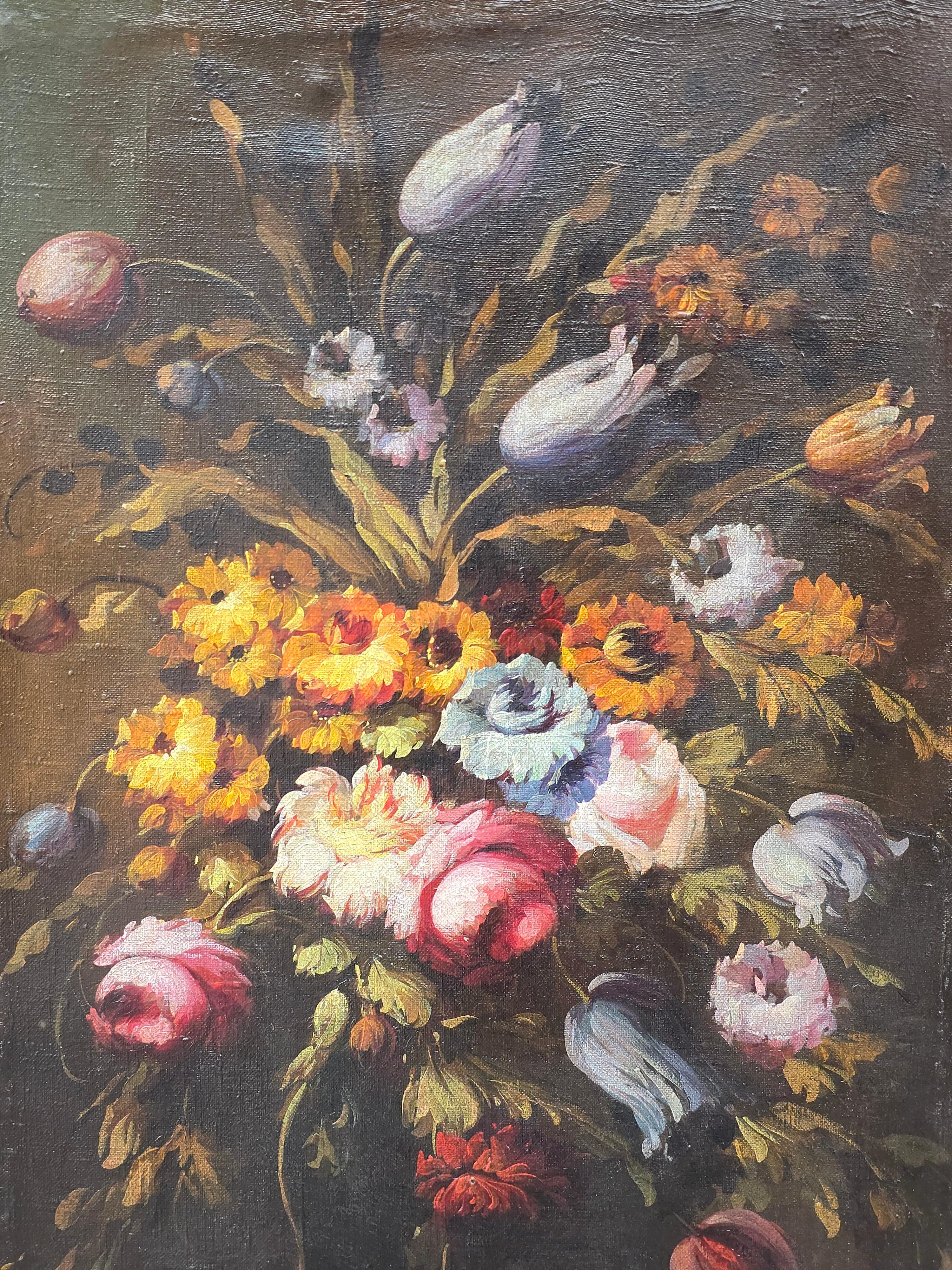 Ein Paar spanische Blumengemälde in Öl auf Leinwand von J. Palomar, datiert 1964 im Angebot 7