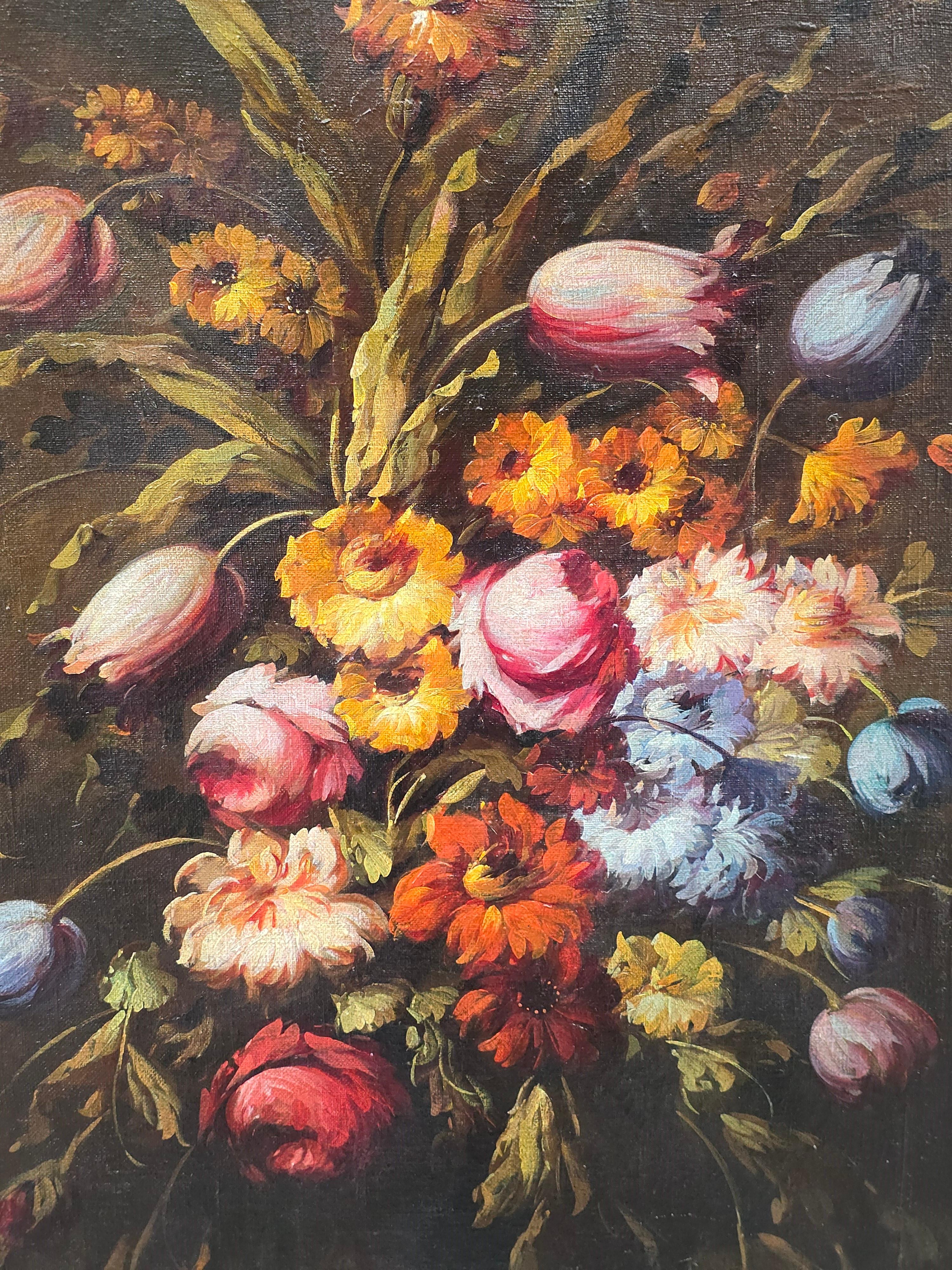 Ein Paar spanische Blumengemälde in Öl auf Leinwand von J. Palomar, datiert 1964 im Angebot 8