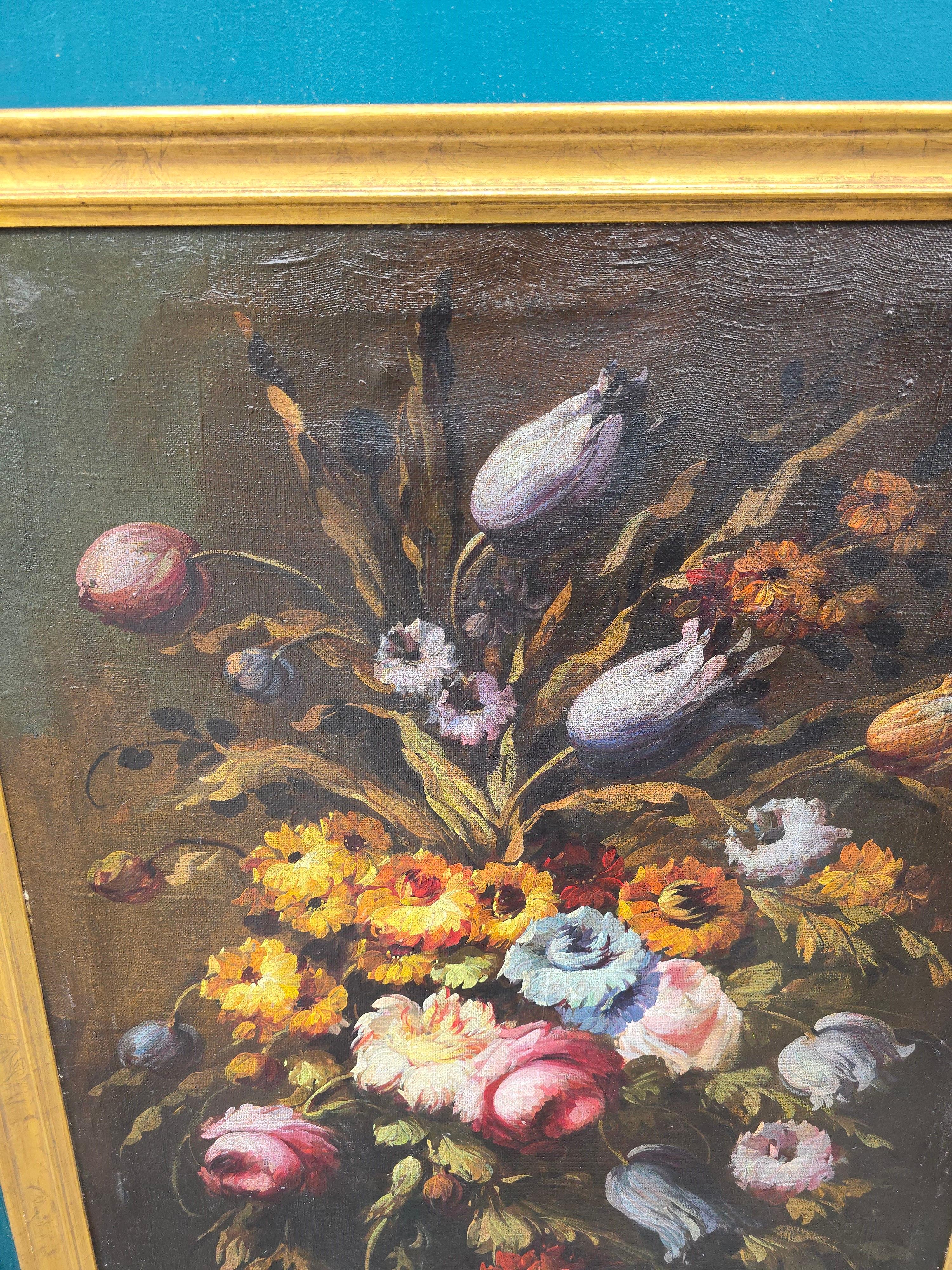 Ein Paar spanische Blumengemälde in Öl auf Leinwand von J. Palomar, datiert 1964 im Angebot 3