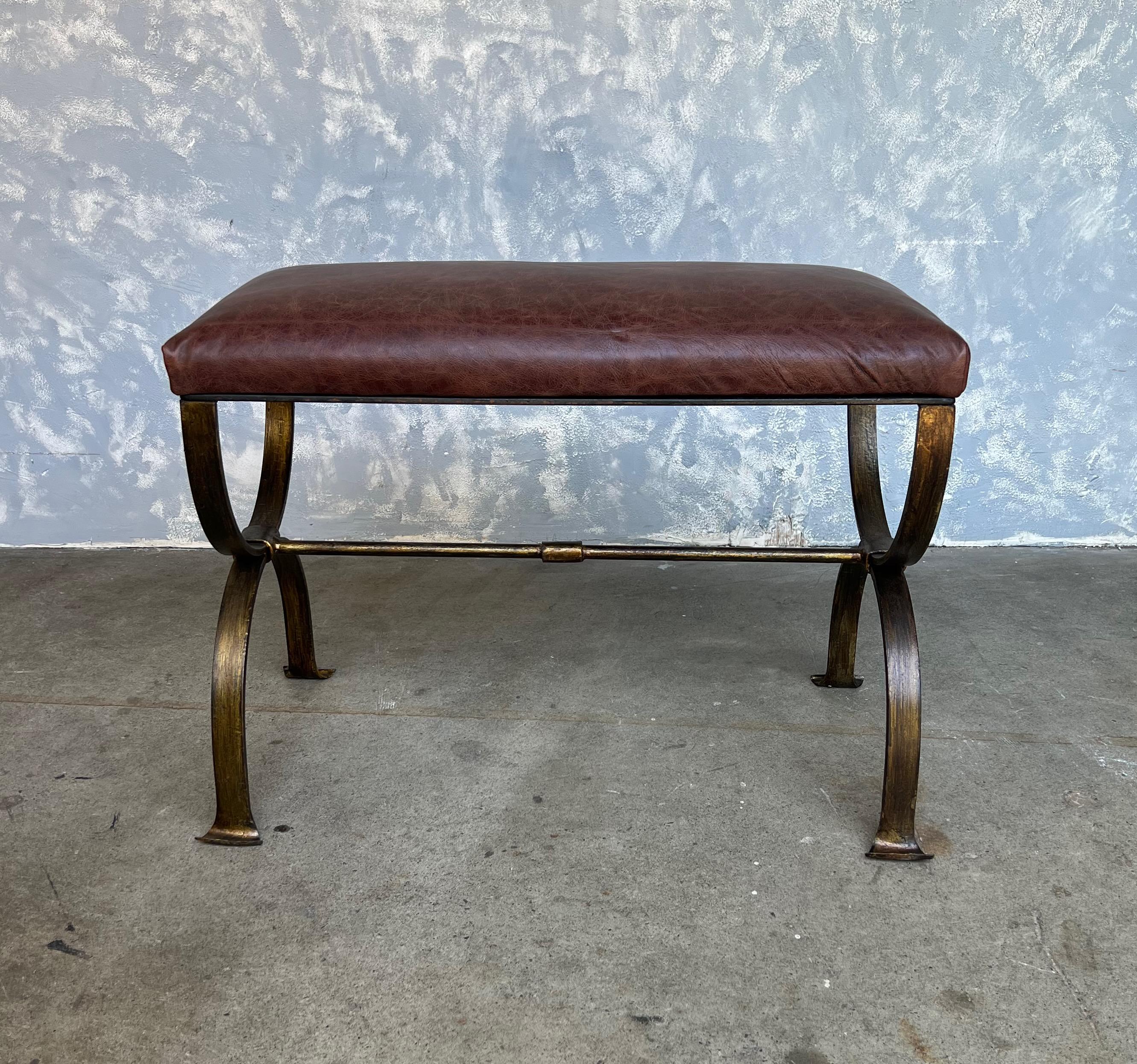 Mid-20th Century Pair of Spanish Patinated Iron Benches 
