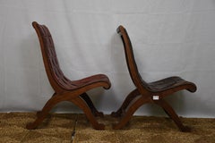 Pair of Spanish Pierre Lottier Leather Slipper Chairs