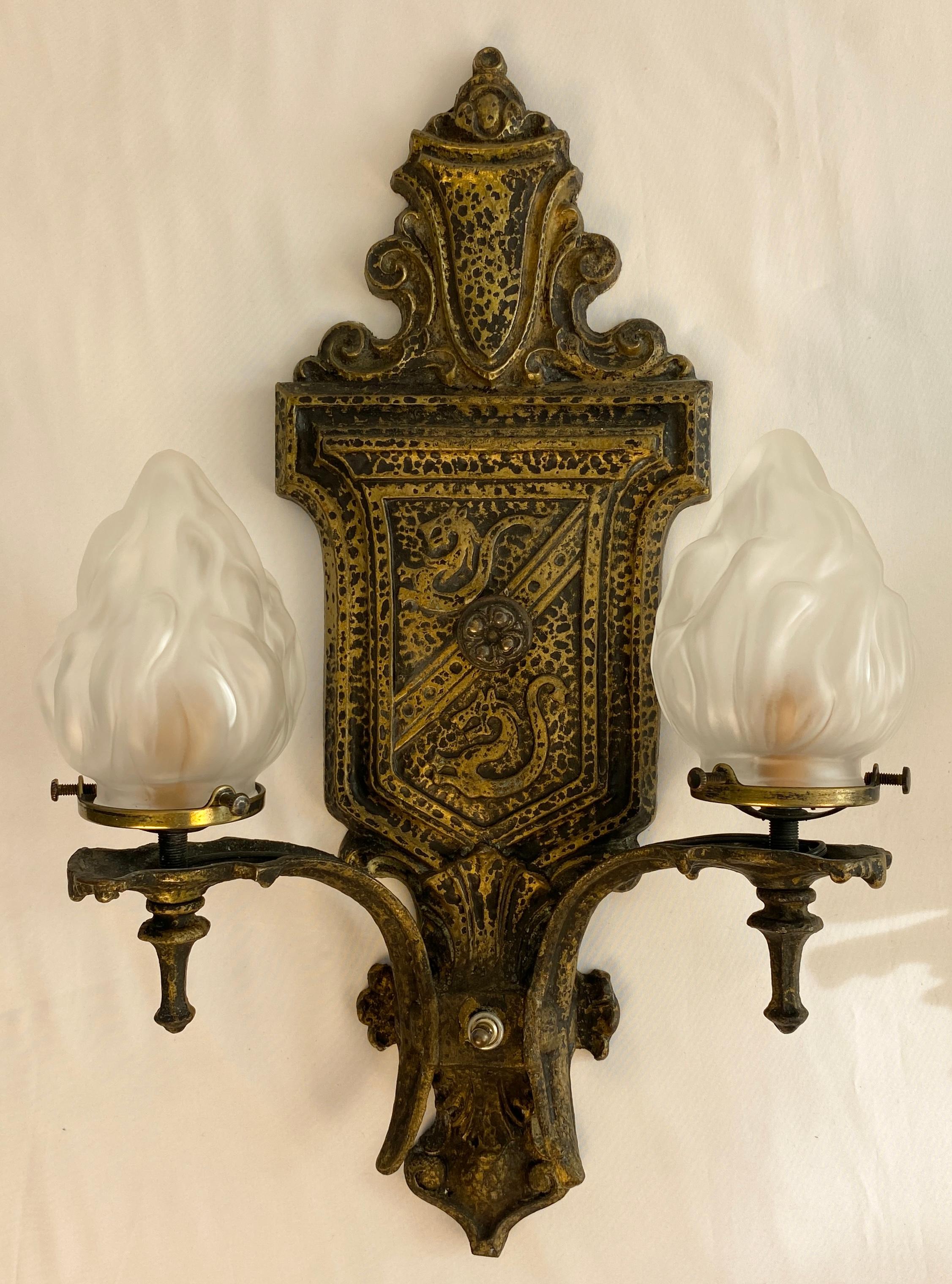 Pair of Spanish Revival Style Wall Sconces In Good Condition For Sale In Miami, FL
