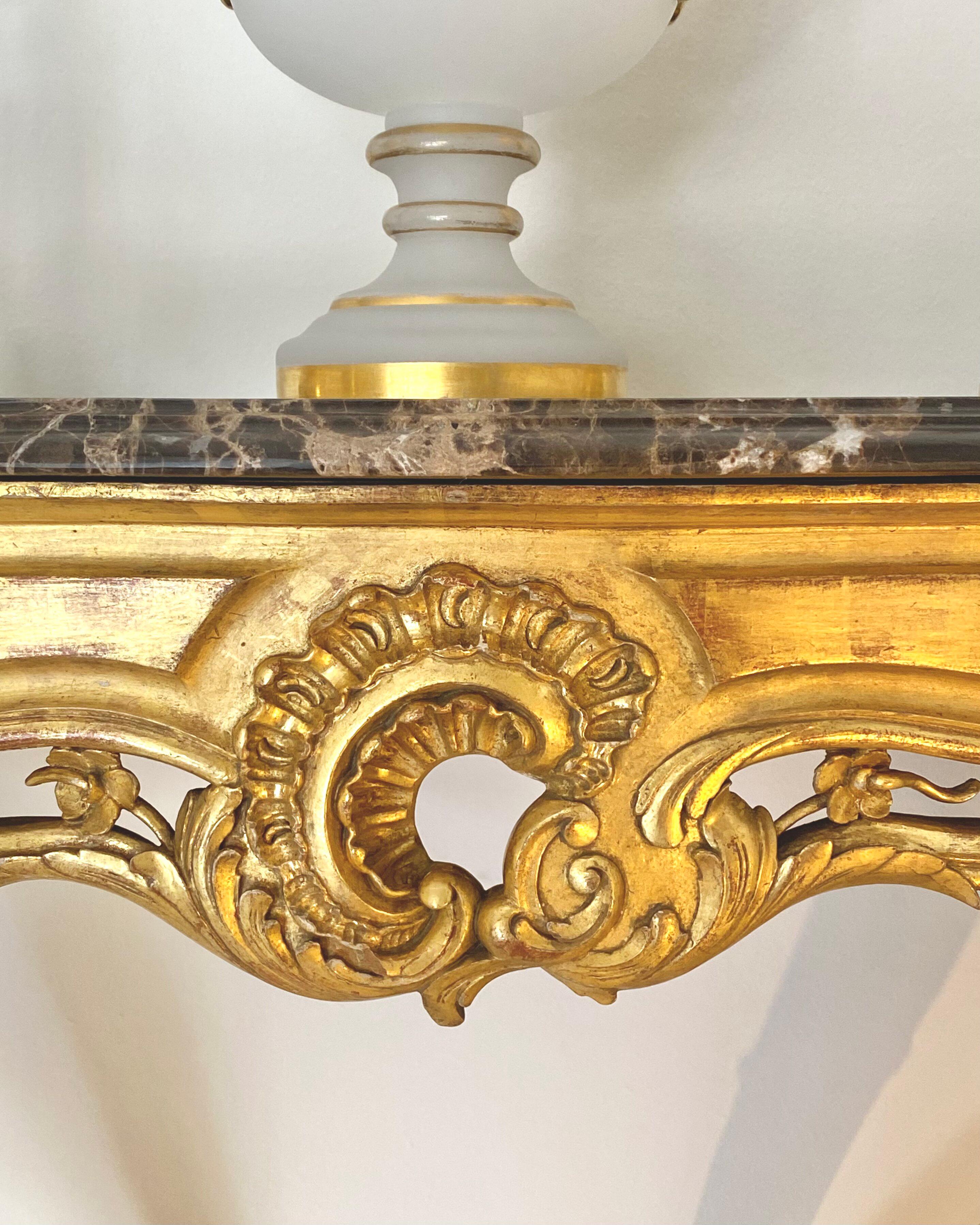 Hand-Carved Pair of Spanish Rococo, Louis XV Style Console Tables For Sale