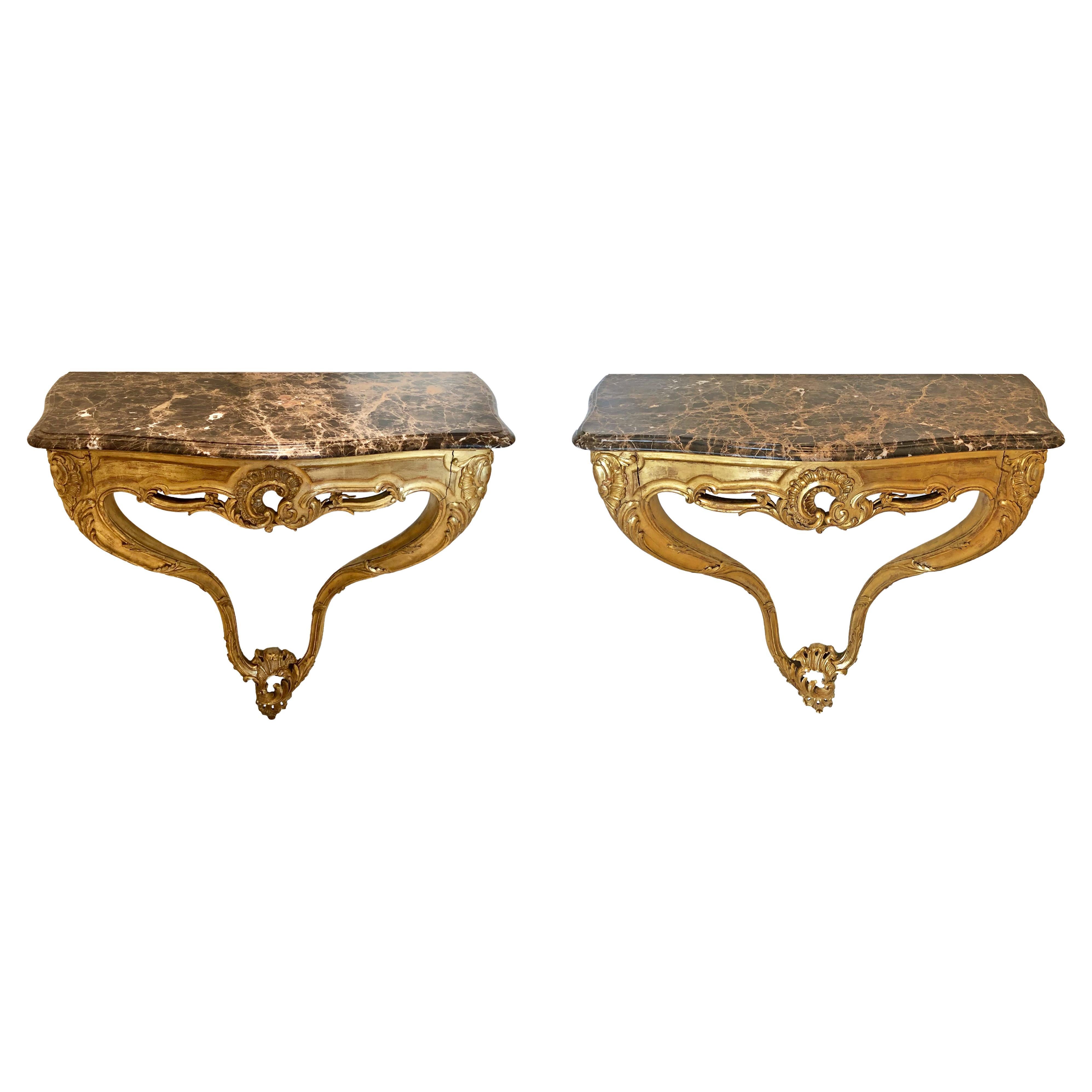 Pair of Spanish Rococo, Louis XV Style Console Tables For Sale