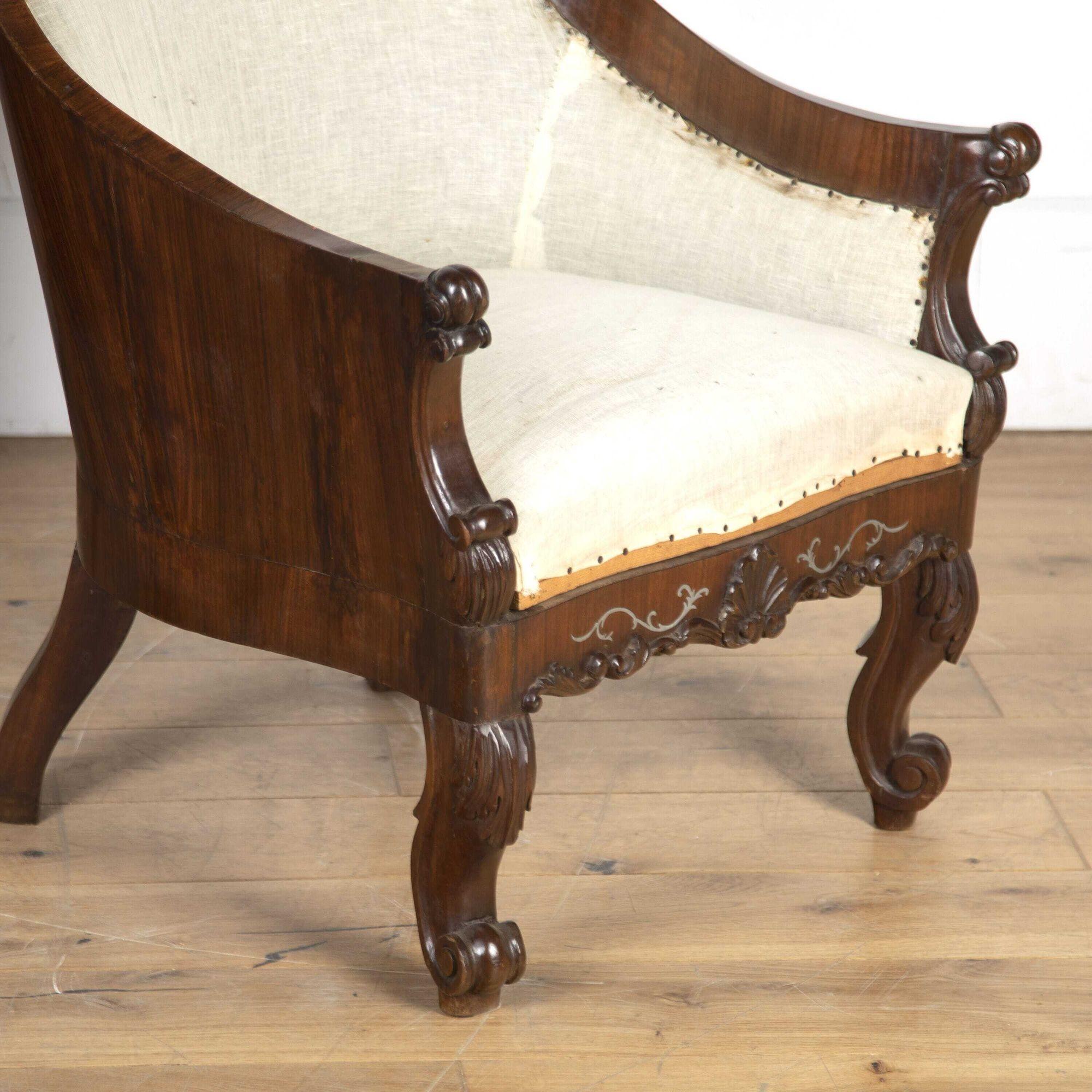 Pair of Spanish Rosewood and Pewter Inlaid Armchairs 1