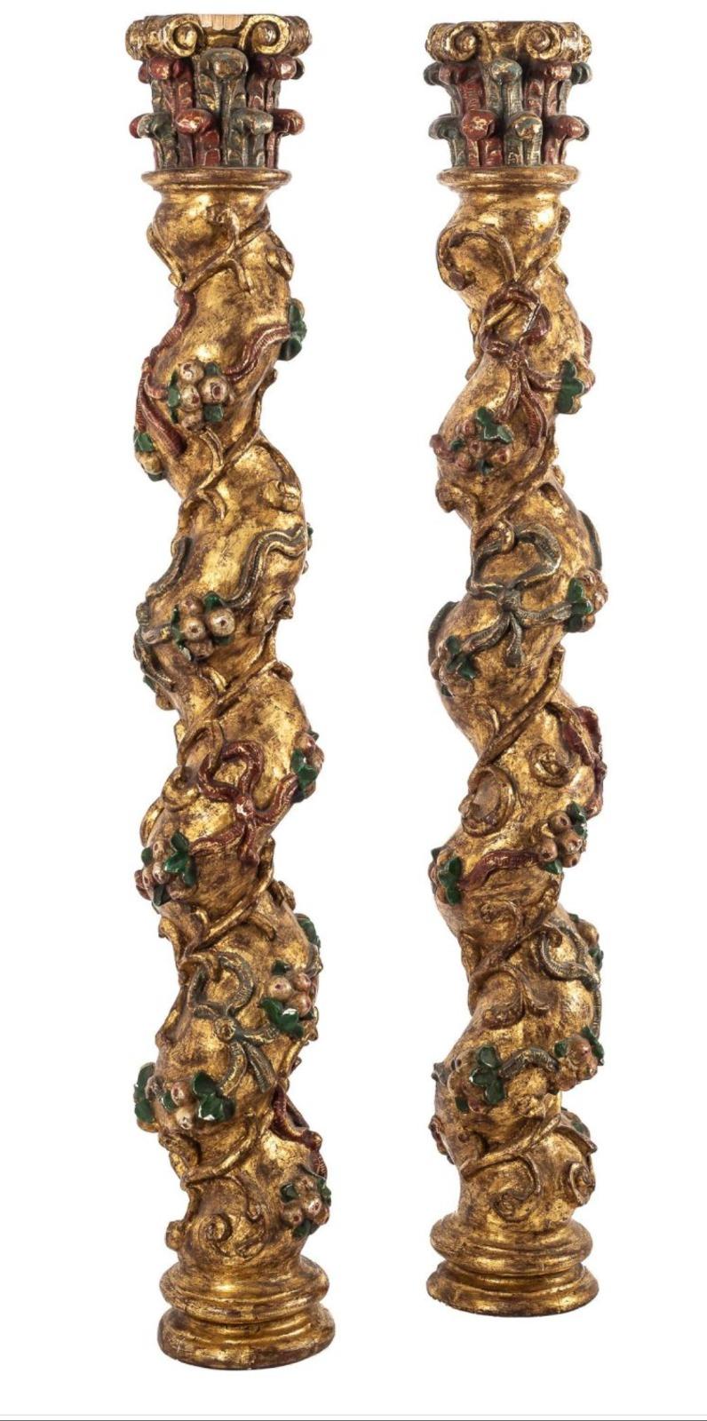 Hand-Crafted Pair of Spanish Solomonic Columns, 18th Century