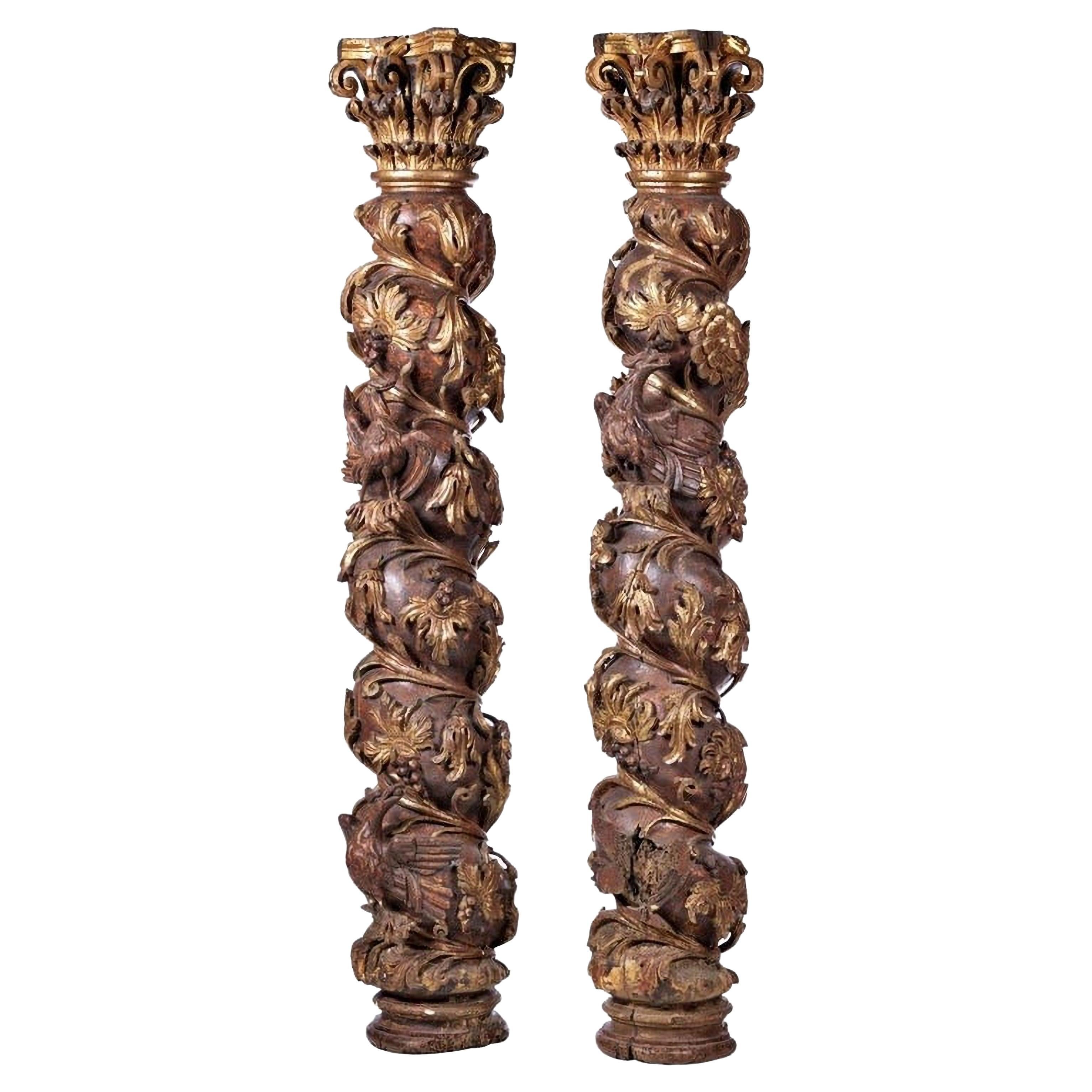 Pair of Spanish Spiral Columns of the 17th Century For Sale