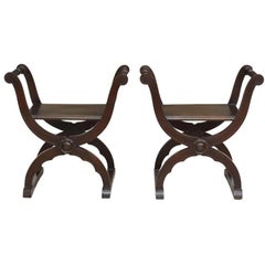 Pair of Spanish Style Curule Stools