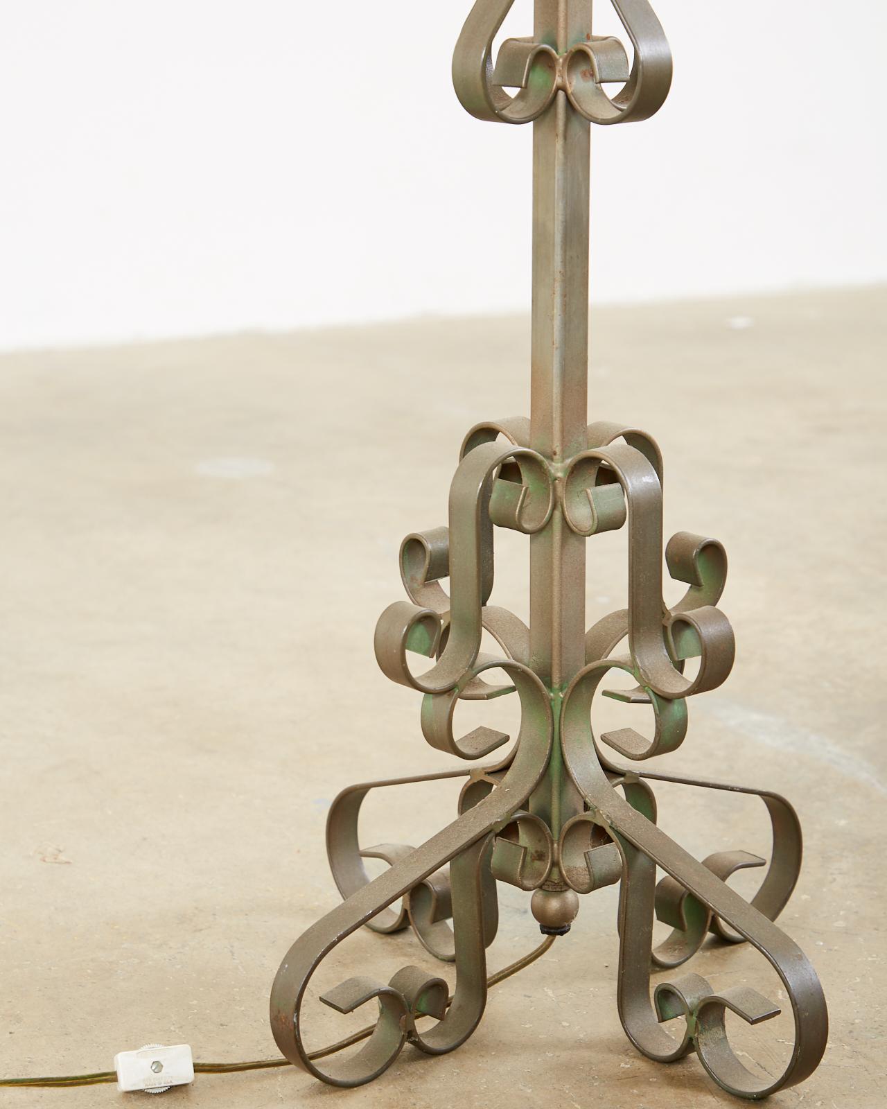 Pair of Spanish Style Wrough Iron Lamps by Marbro For Sale 3